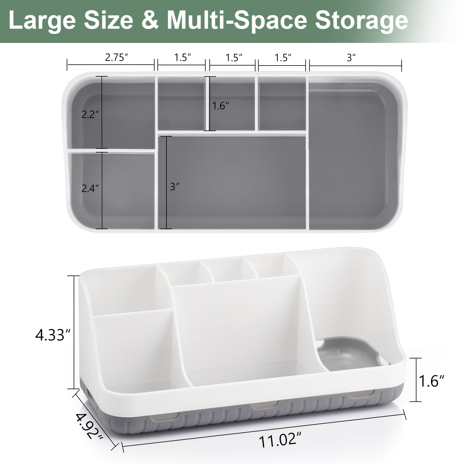 7-Slot Detachable Toothbrush Holder for Bathroom Countertop - Organizer for Kids Electric Toothbrush & Toothpaste Storage | White Bathroom Vanity Accessory | Perfect for Family Bathrooms & Kids' Oral Care Organization