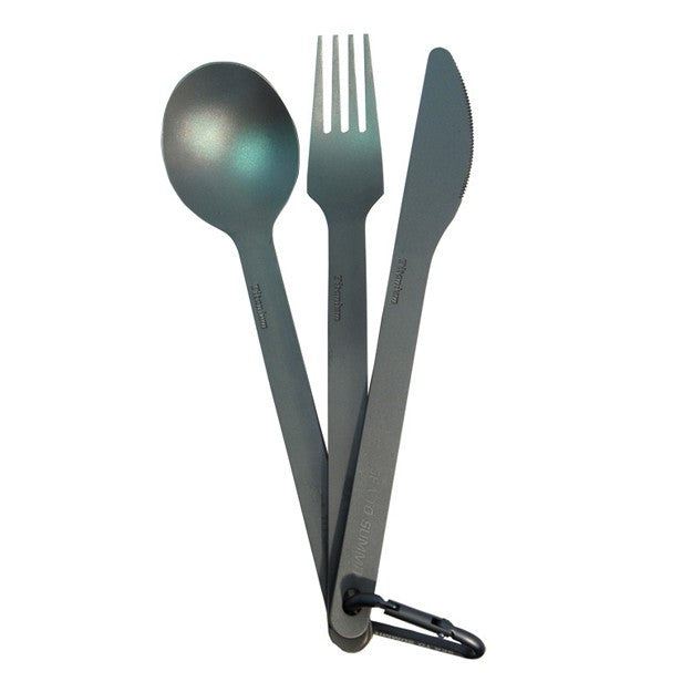 Sea to Summit Titanium Cutlery Set - Lightweight Camping Utensils (Fork, Knife, Spoon) for Backpacking, Hiking & Outdoor Adventures | Durable Travel Cutlery for Camping Gear & Picnics