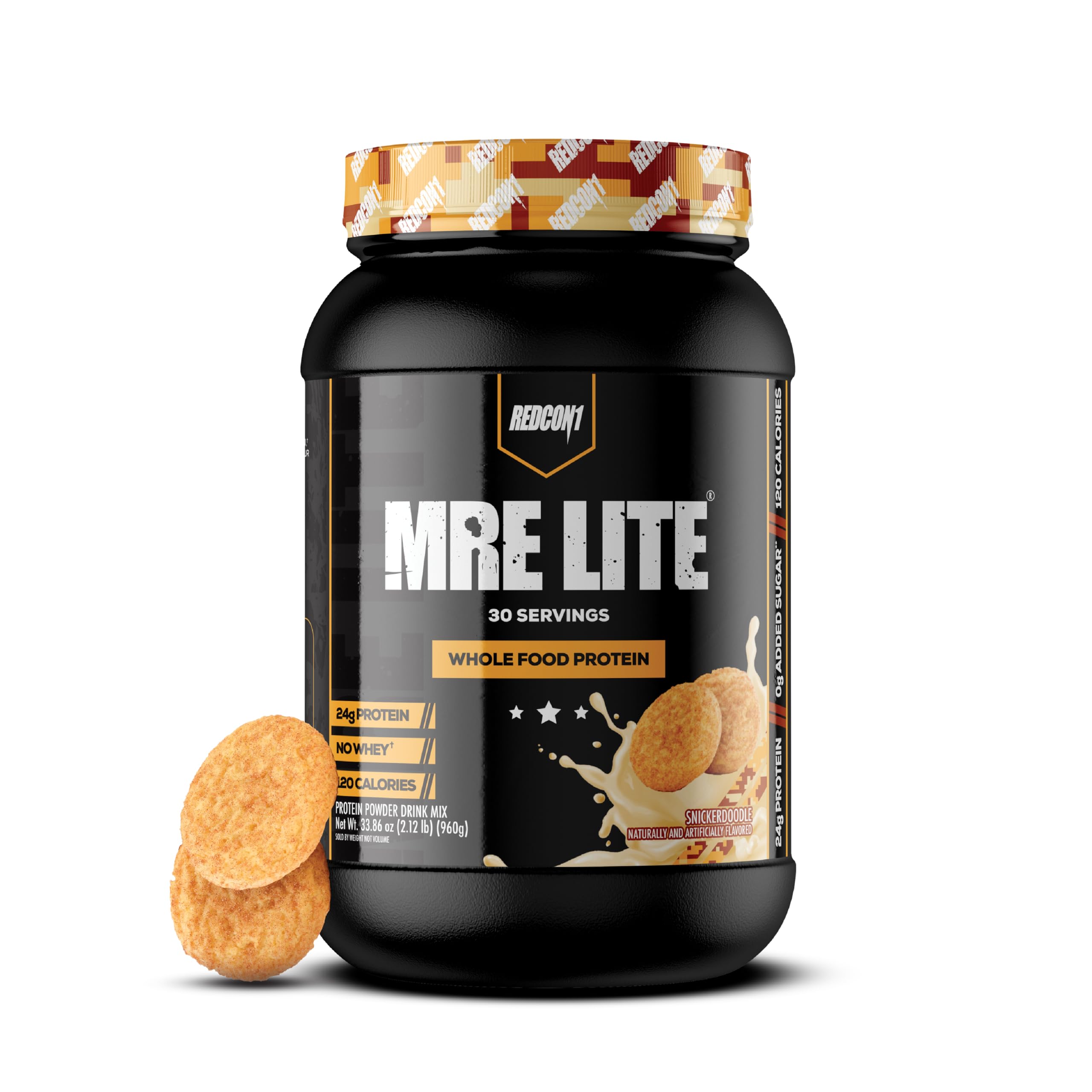 **REDCON1 MRE Lite Whole Food Protein Powder, Snickerdoodle Flavor - Low Carb, Whey-Free Meal Replacement with Animal Protein Blends & MCT Oils - Easy to Digest Supplement (30 Servings) - Perfect for Post-Workout Recovery, Keto Diet & On-the-Go Nutrition**