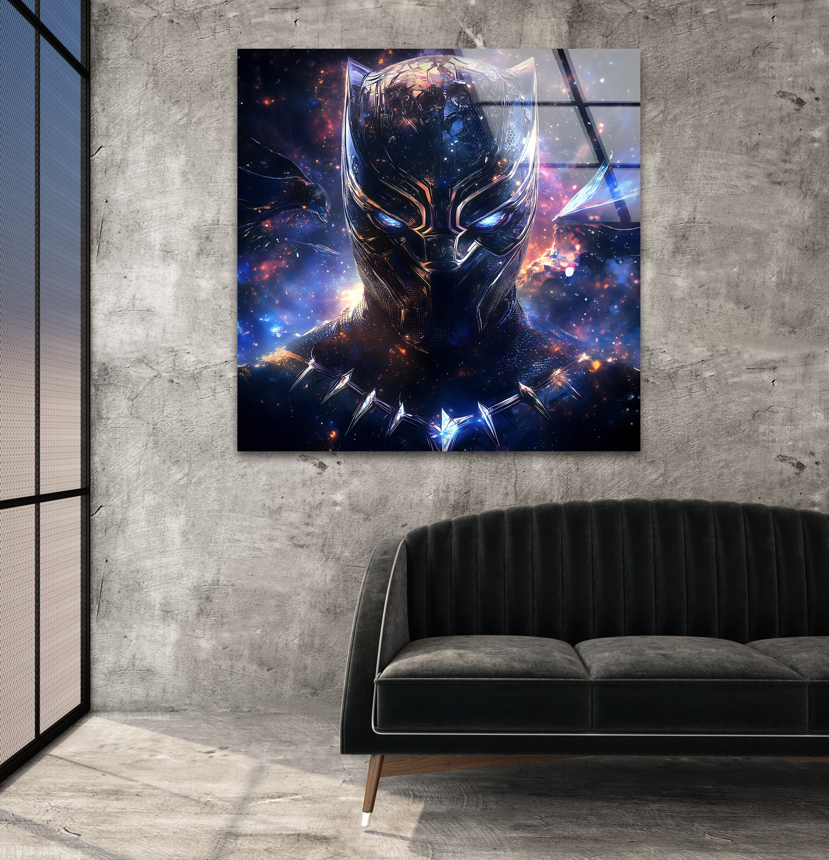 Black Panther Wakanda Forever Stained Glass Wall Art - Marvel Superhero Decor for Home, Office & Gifts