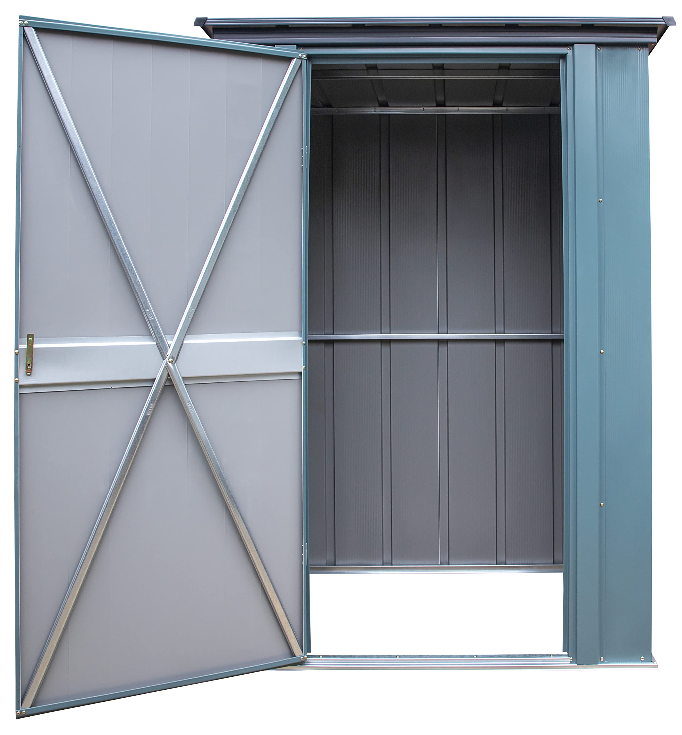 Spacemaker 4' x 3' Compact Outdoor Metal Storage Shed Kit - Weather-Resistant Backyard, Patio & Garden Organizer (Juniper Berry) | Perfect for Storing Lawn Tools, Pool Supplies & Outdoor Equipment