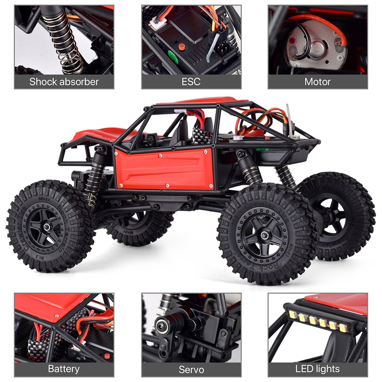 1/18 Scale 4x4 RC Rock Crawler Off-Road Car - 370 Motor, ESC Protection, Steering Servo, Battery Included - Remote Control Model Toy for Adults & Kids - Perfect for Indoor & Outdoor Crawling Adventures