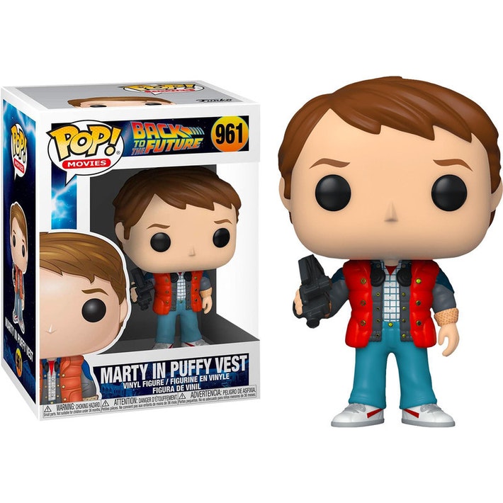 Back to the Future Marty McFly Pop! Vinyl Figure with Puffy Vest - Collectible Movie Character Toy for Fans & Decor - Perfect for Display, Gifts, and Nostalgic Movie Nights