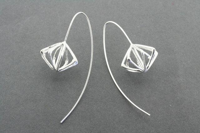 Multi Diamond Long Hook Earrings - Sterling Silver Jewelry for Women - Perfect for Parties, Weddings & Special Occasions