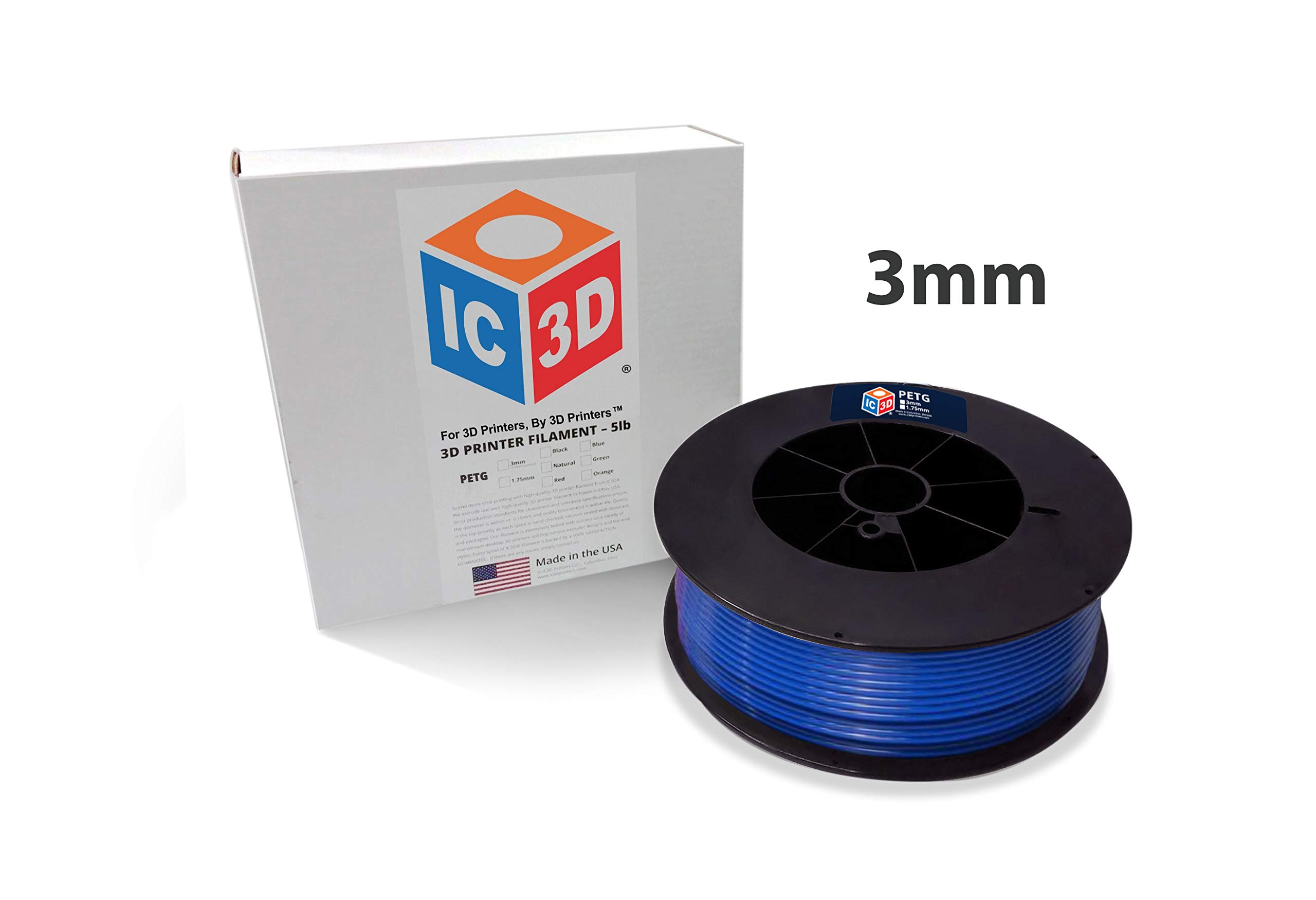 Premium Blue 2.85mm PETG 3D Printer Filament - 2.5kg Spool (5.5lbs) - High Precision +/-0.05mm - Industrial Strength 3D Printing Material - Made in USA - Perfect for Functional Prototypes, Mechanical Parts & DIY Projects
