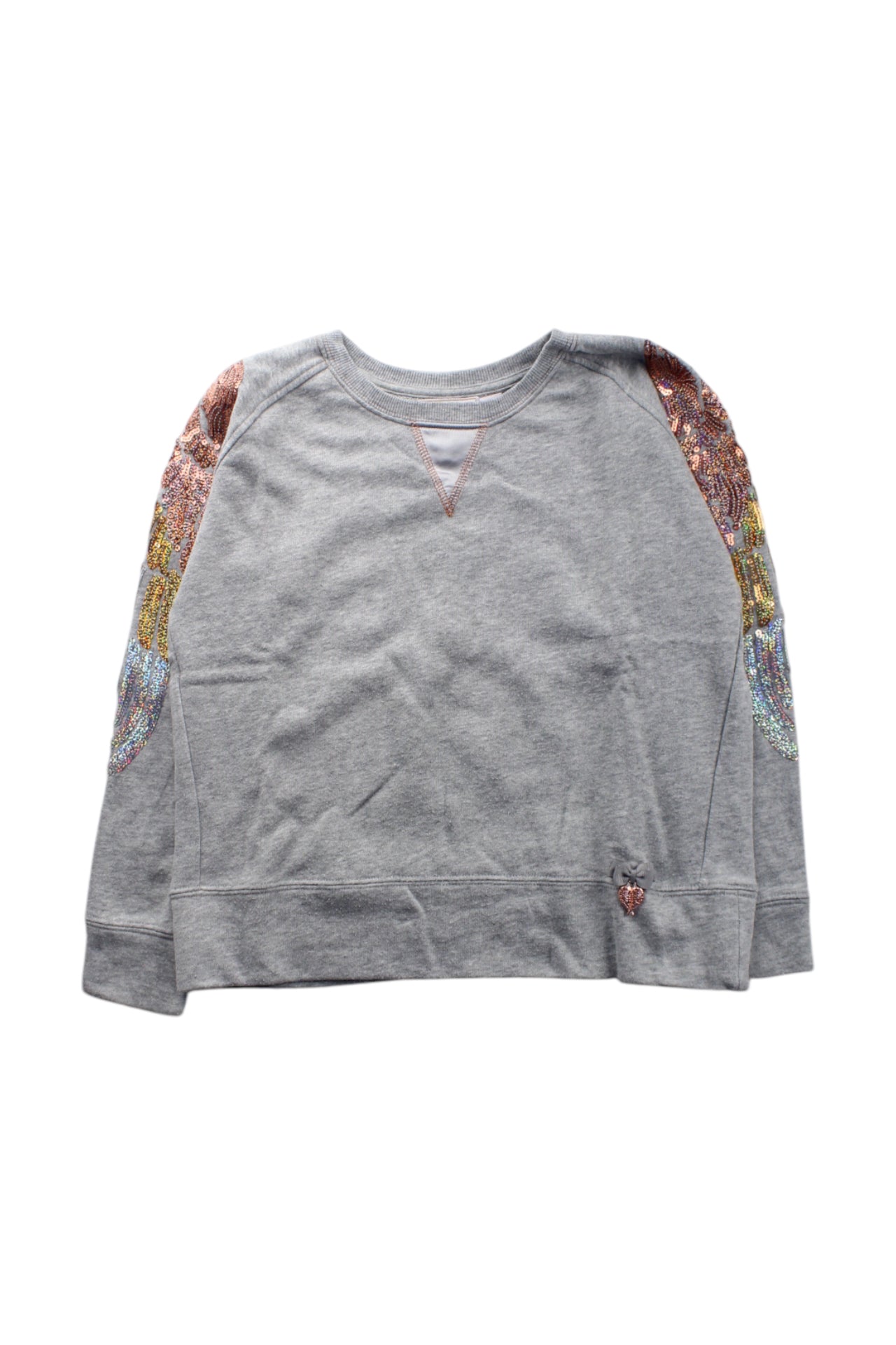 Angel's Face Sequin Sleeve Crewneck Sweatshirt for Girls Age 6-7 Years | Sparkly Holiday & Birthday Party Outfit