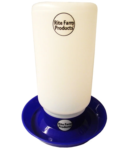 Rite Farm Products Blue Chick Waterer & Quart Jar - Durable Poultry Water Feeder for Chicks, Hens, and Small Birds - Perfect for Coops, Farms, and Backyard Poultry Care