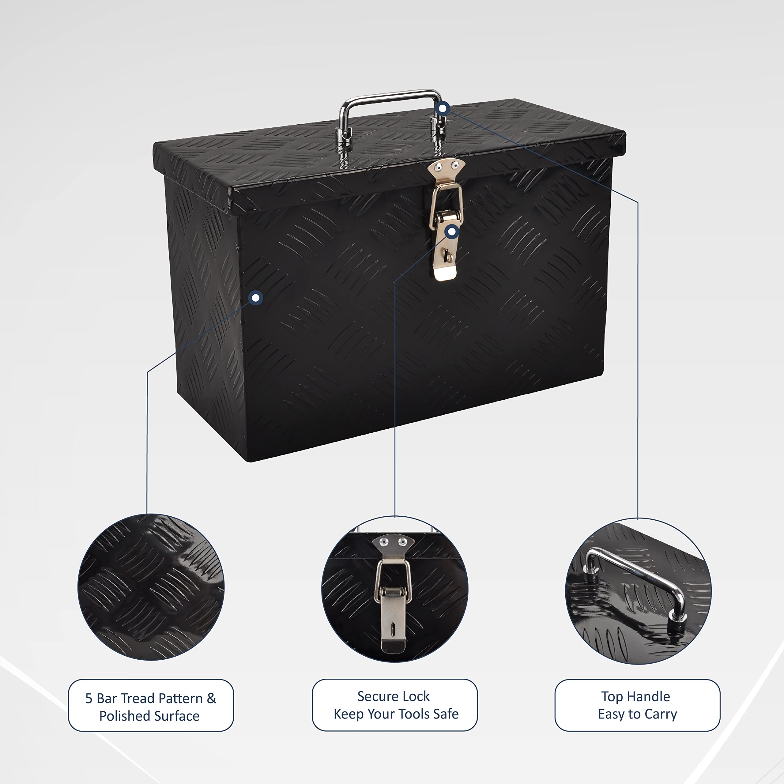16 Inch Aluminum Tool Box with Lock & 2 Keys - Heavy Duty Truck Bed Storage Organizer (16