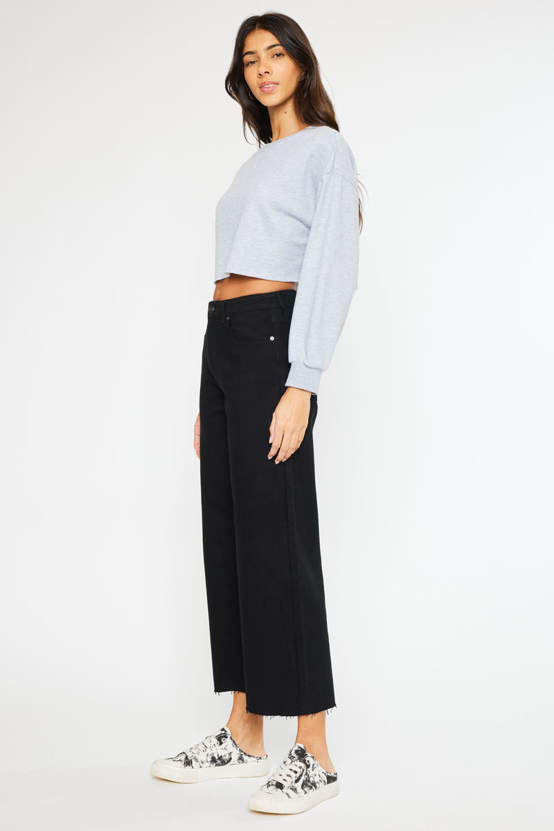 Dianella High Rise Crop Wide Leg Jeans for Women - Trendy Distressed Denim Pants for Casual Outfits & Streetwear Fashion