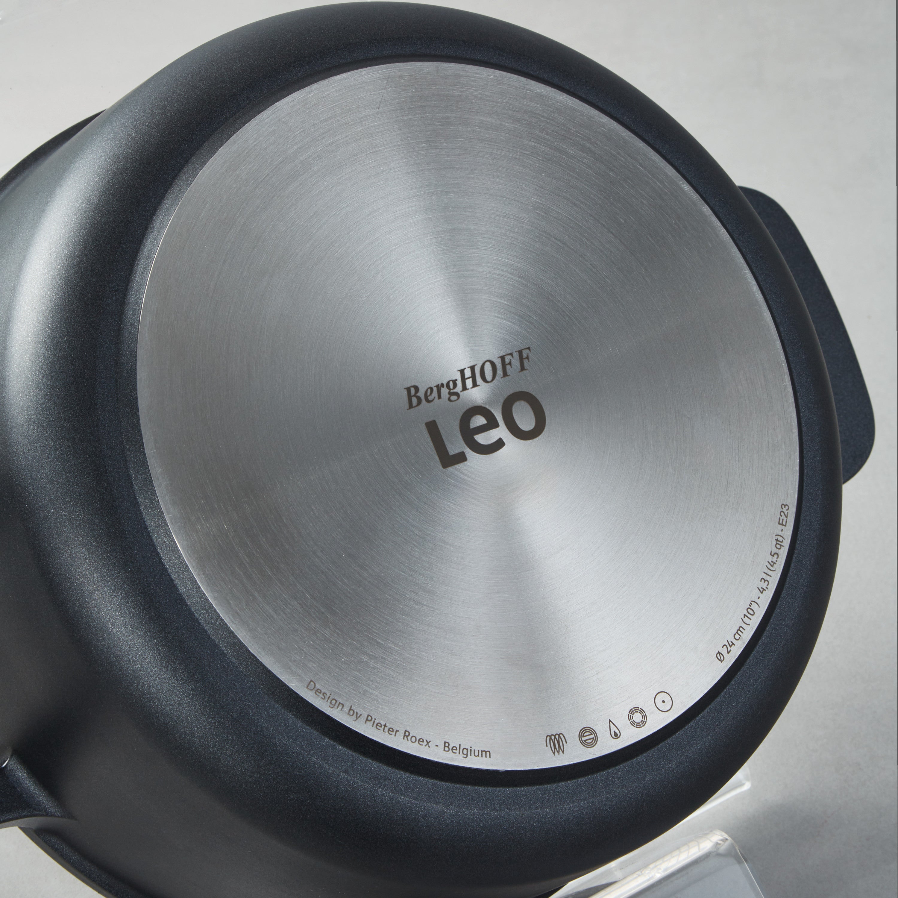 BergHOFF Leo Phantom Nonstick Ceramic 10-Inch Stockpot 4.5 Quart with Lid - Eco-Friendly Recycled Material - Perfect for Soups, Stews & Pasta Cooking