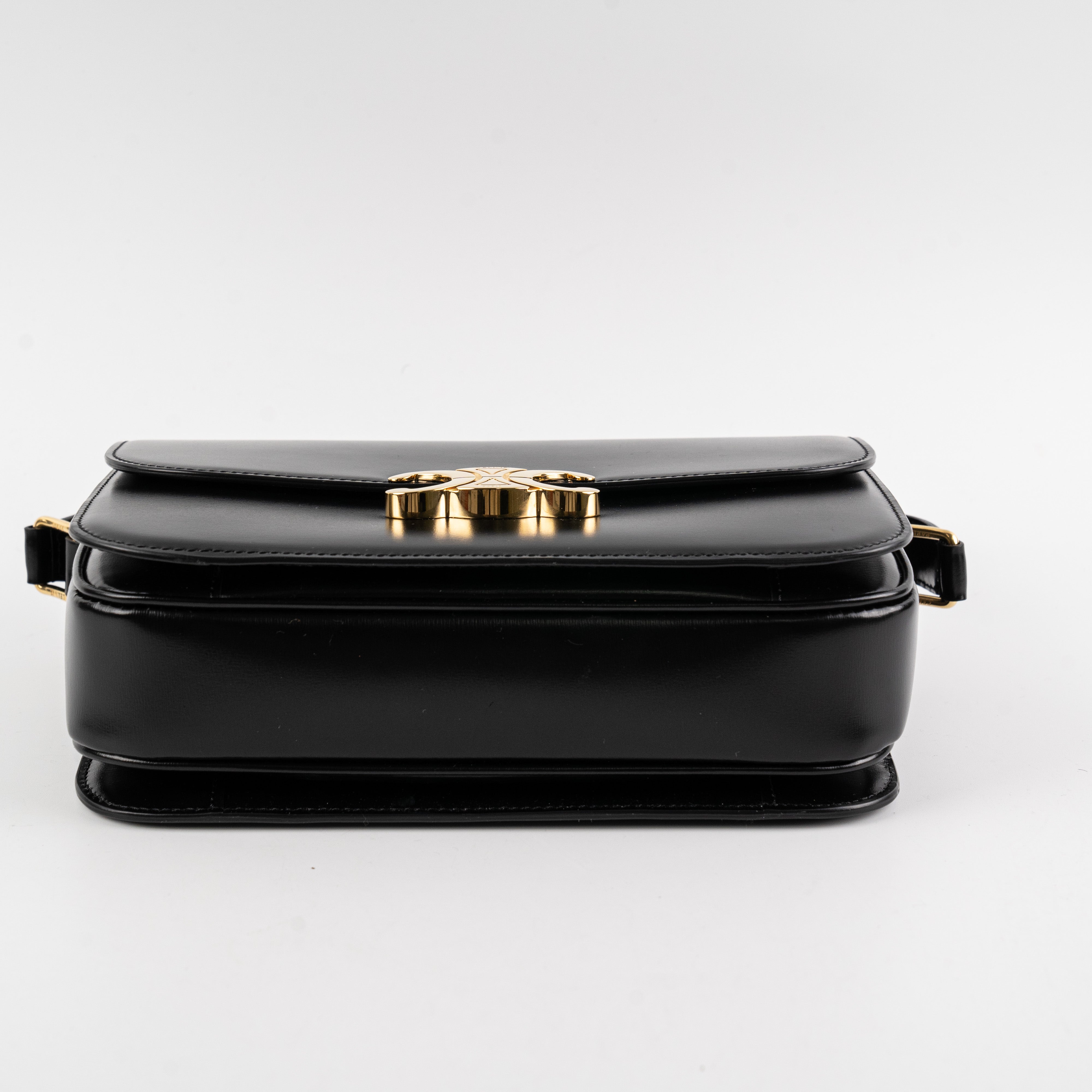 Celine Triomphe Medium Black Leather Crossbody Bag for Women | Luxury Designer Handbag for Everyday Use, Work & Evening Out