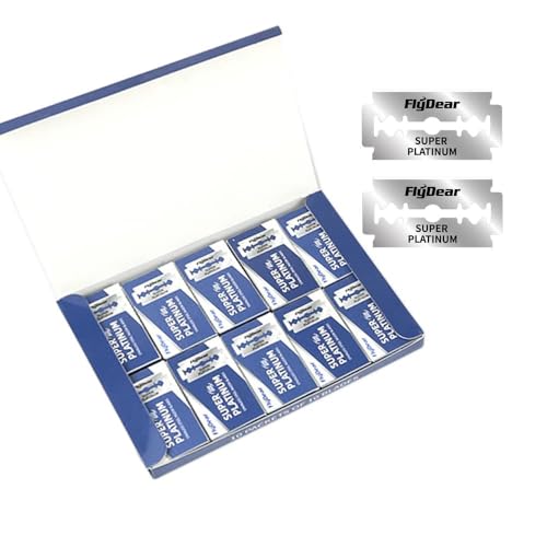 100-Pack Platinum Coated Stainless Steel Double Edge Razor Blades for Men - Ultra Sharp Safety Razor Blades for Smooth Shaving - Perfect for Wet/Dry Shavers & Barber Shops - Ideal for Daily Shaving, Travel & Grooming Kits