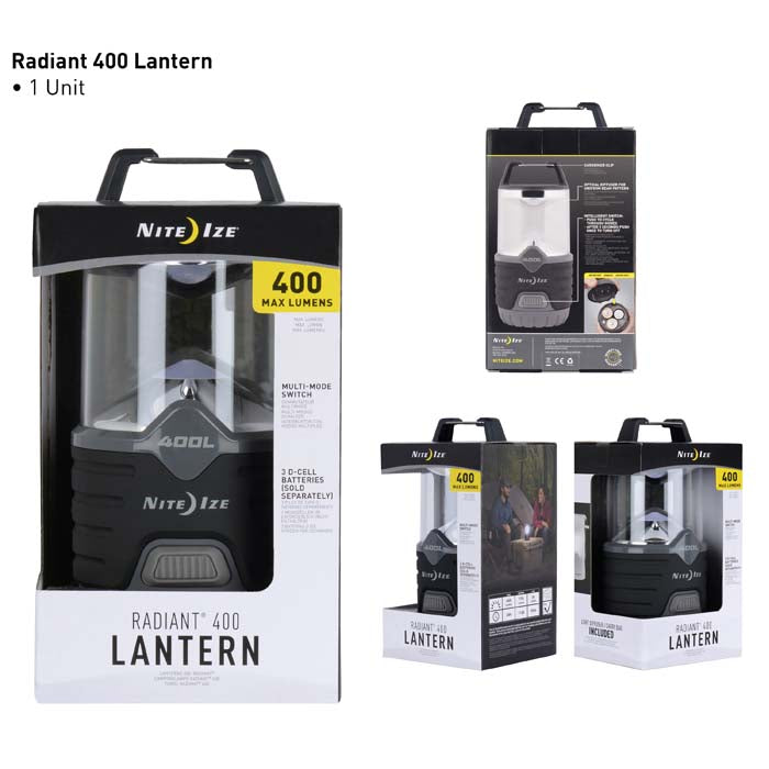 Nite Ize Radiant 400L LED Camping Lantern - Bright 400 Lumen Rechargeable Outdoor Light for Hiking, Emergency, Power Outages & Backpacking