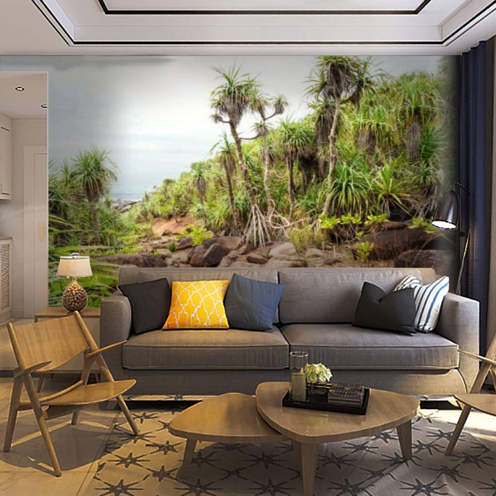 Self-Adhesive Removable Peel & Stick Wallpaper Mural - Tropical Beach & Rocky Landscape Wall Decor for Living Room | Easy Home Craft Decal, Poster & Sticker | Perfect for Bedroom, Nursery & Office Decor