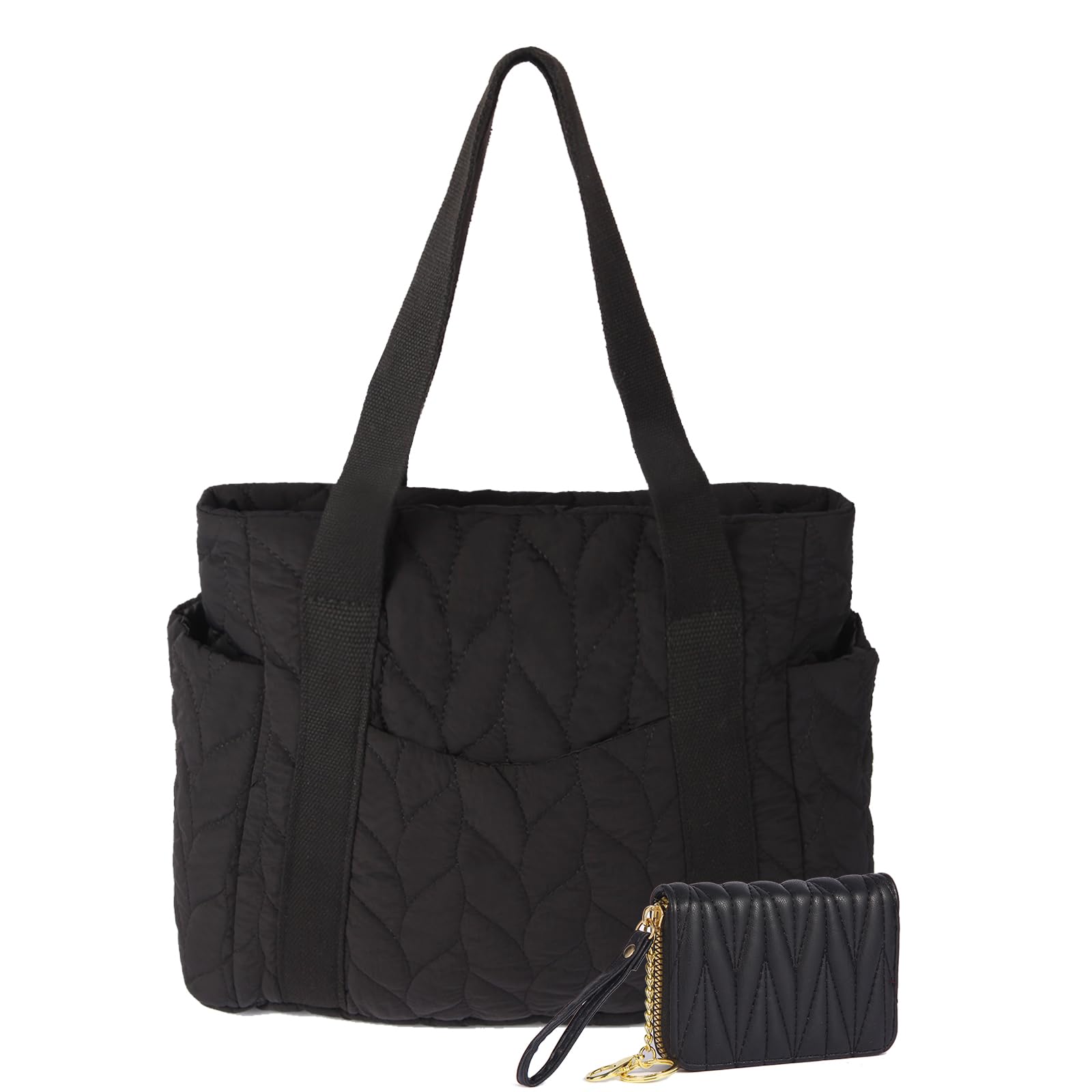 Quilted Work Tote Bag for Women - Lightweight 21L Large Puffer Travel Tote Purse with Zipper - Perfect for Gym, Office, Commuting & Weekend Getaways