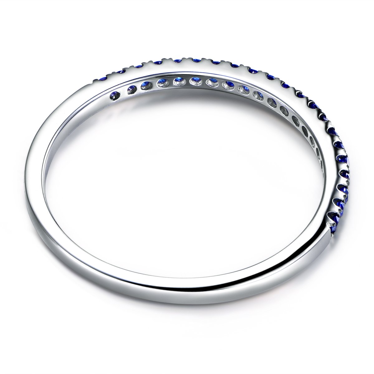 14K White Gold Sapphire Engagement Ring & Wedding Band Set - Classic Half Eternity Matching Rings for Women | Perfect for Proposals, Anniversaries & Bridal Jewelry