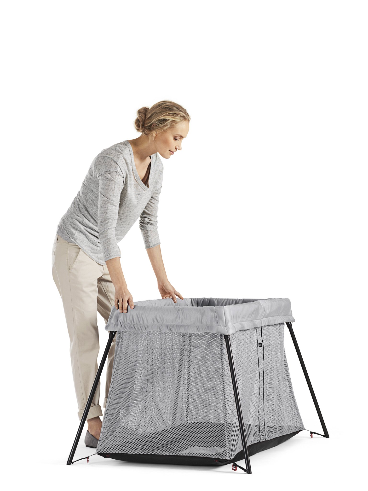 BabyBjörn Travel Crib Light - Portable Folding Baby Bed for Travel & Home, Black (040280US), One Size - Perfect for Airplanes, Hotels & Grandparents' House