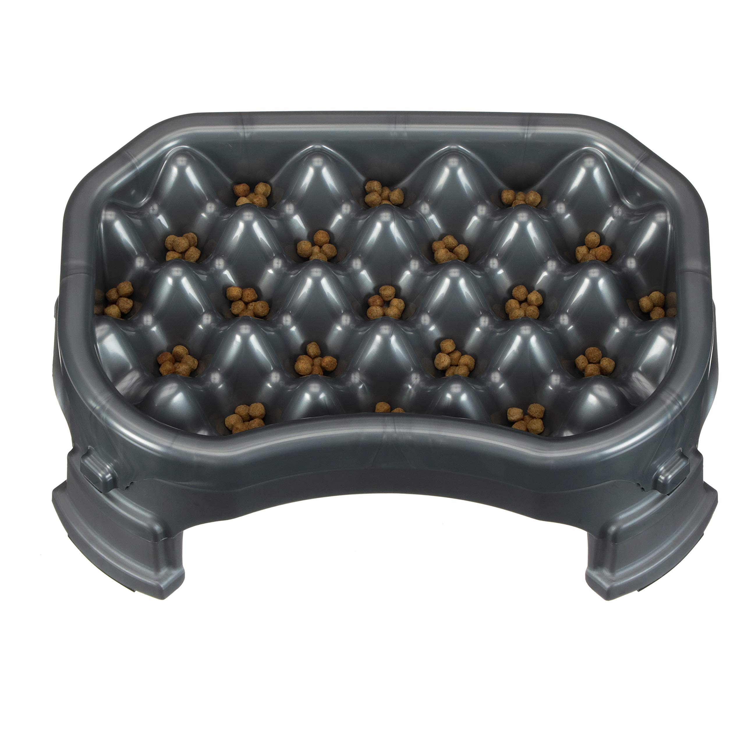 Neater Raised Slow Feeder Dog Bowl - Adjustable Elevated Pet Food Dish for Small & Medium Dogs - 2.5 Cup Capacity in Gunmetal - Perfect for Mealtime Portion Control & Digestive Health