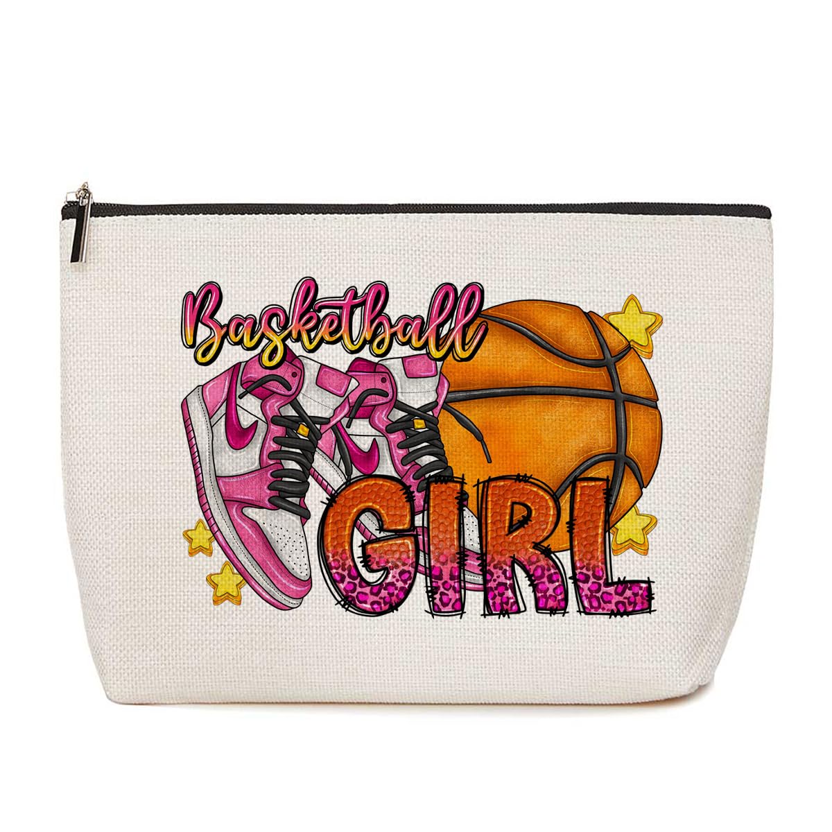 Funny Basketball Makeup Bag - Cute Cosmetic & Toiletry Travel Bag for Women, Teens, Girls - Perfect Gift for Basketball Fans, Coach, Sister, Friend - Great for Game Day, Christmas, Birthday Parties & Travel Accessories
