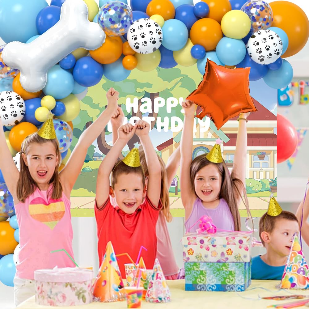 118-Piece Blue Dog Birthday Party Decorations Kit - Paw Print Balloons, Garland Arch, Backdrop, Tablecloth & Bone Balloons for Boys, Girls & Kids | Perfect for Puppy Themed Birthday Parties, Baby Showers & Pet Celebrations