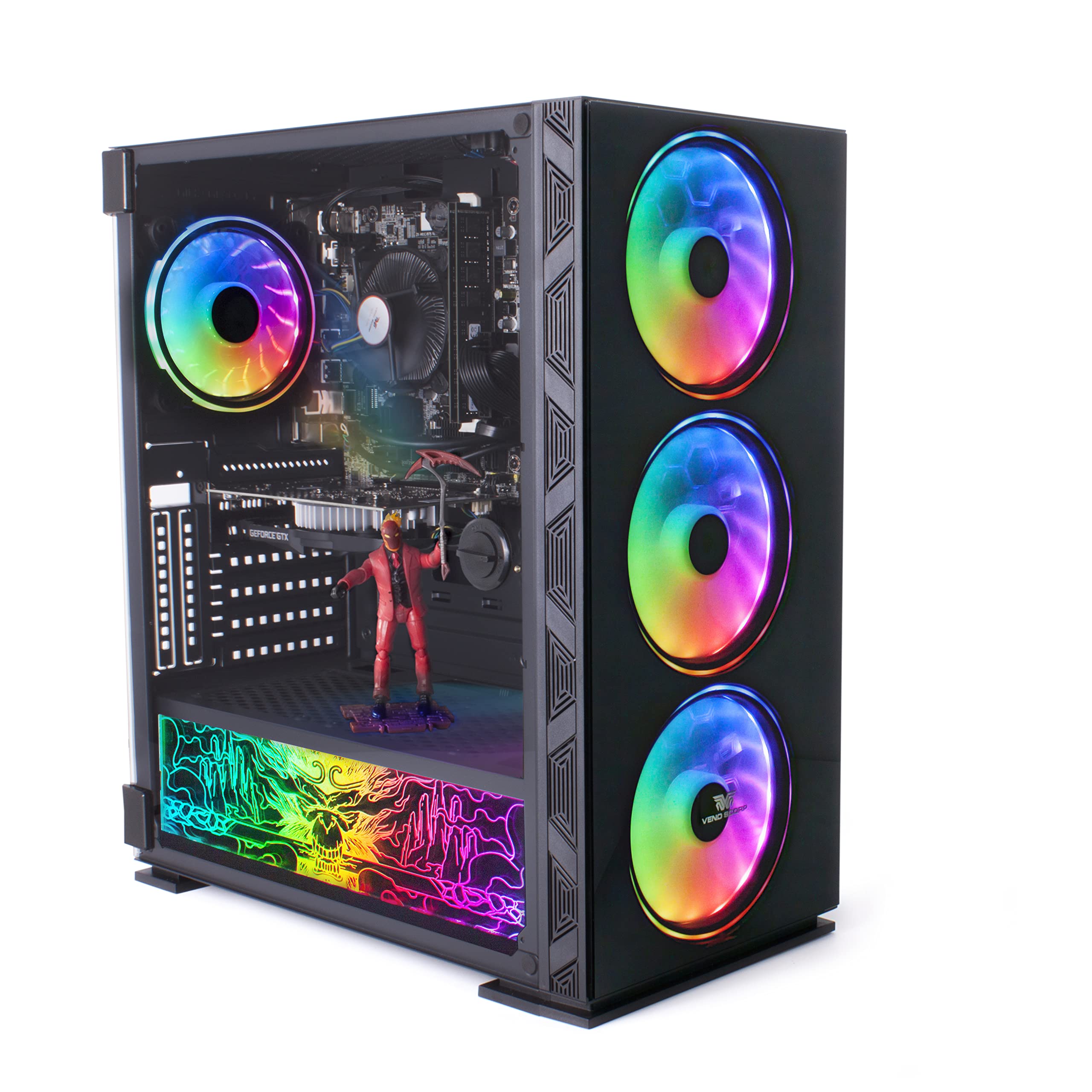 Veno Scorp Gaming PC Desktop Computer - Intel Core i7-3770 3.4GHz, GT 1030 2GB GPU, 16GB DDR3 RAM, 256GB NVMe SSD + 1TB HDD, 500W PSU, ARGB Case, WiFi 6, Win 10 | Perfect for Esports, Streaming & VR Gaming