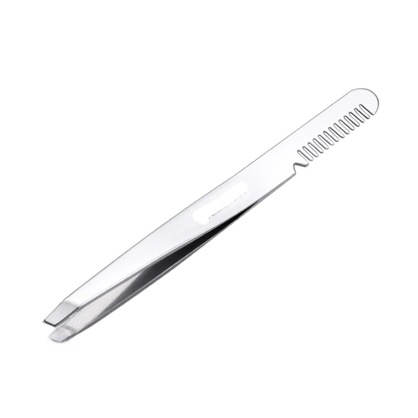 Professional Stainless Steel Hair Removal Tweezers - Eyebrow Tweezer with Brush for Precise Shaping, Eyelash Extensions & Double Eyelid Creation | Perfect for Home Grooming, Salon Use & Makeup Artists (Silver)