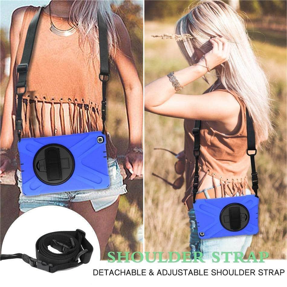 Samsung Galaxy Tab A 8.0 (2019) Heavy Duty Rugged Shockproof Case with 360° Rotating Kickstand & Hand/Neck Strap - Compatible with SM-T290/T295/T297 - Perfect for Outdoor, Travel and Kids Use