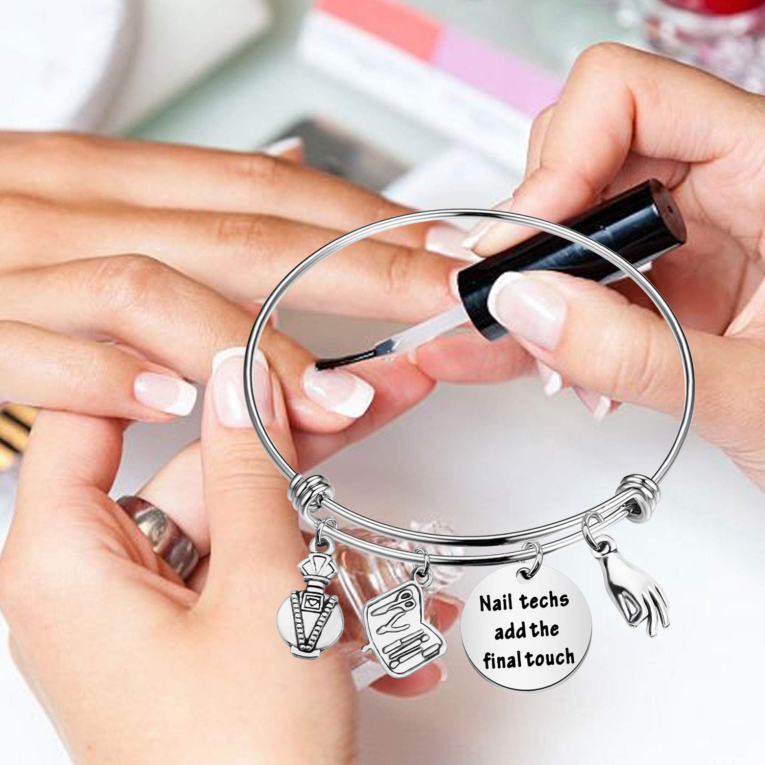 Professional Manicurist Bangle Bracelet for Nail Technicians - Stylish Jewelry Gift for Nail Artists & Beauticians - Perfect for Nail Graduation, Salon Work & Special Occasions