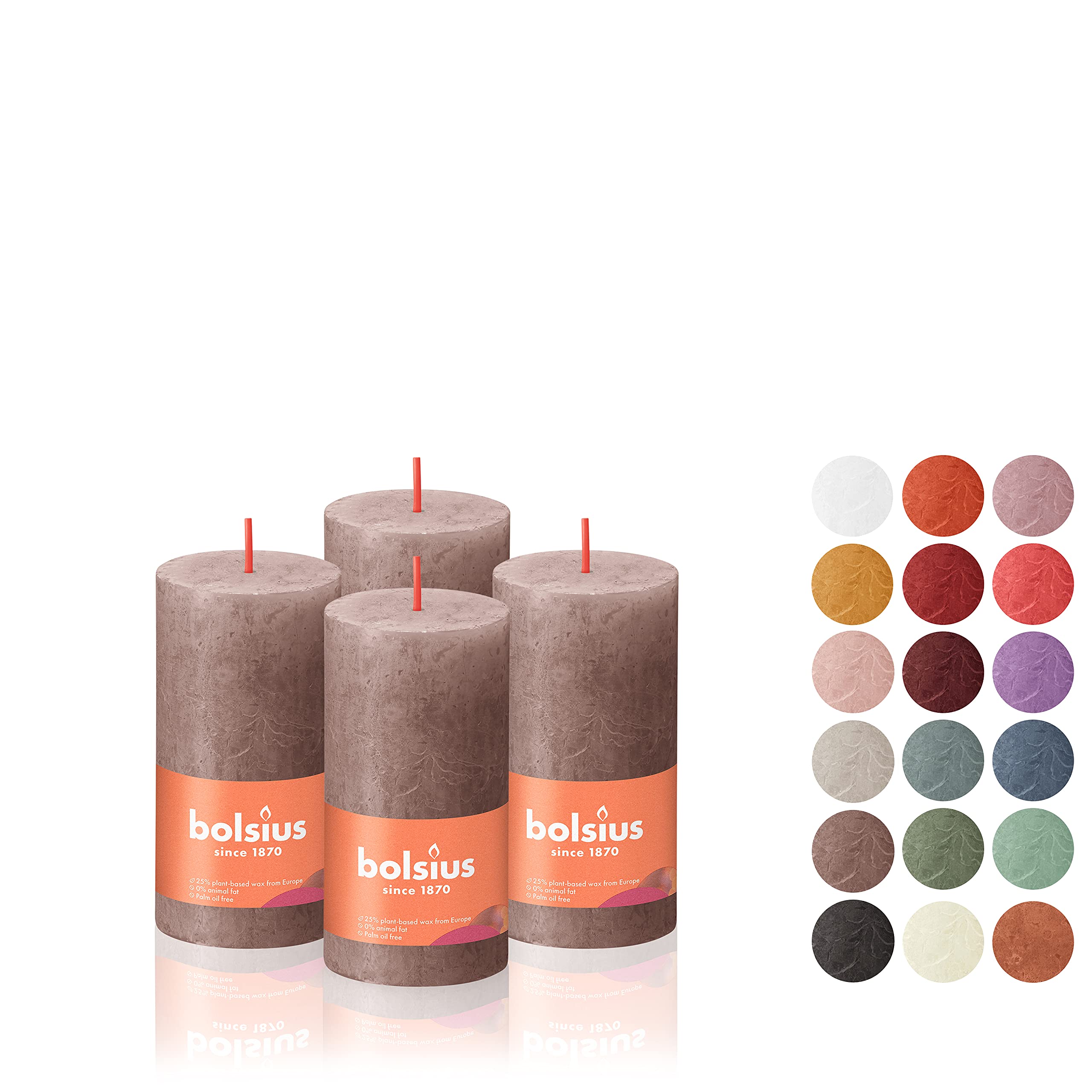 BOLSIUS 4 Pack Taupe Rustic Pillar Candles - 2 X 4 Inches - Premium European Quality - Unscented Dripless Smokeless 30 Hour Burn Time - Natural Plant-Based Wax - Perfect for Wedding Centerpieces, Romantic Dinner Decor, and Party Lighting
