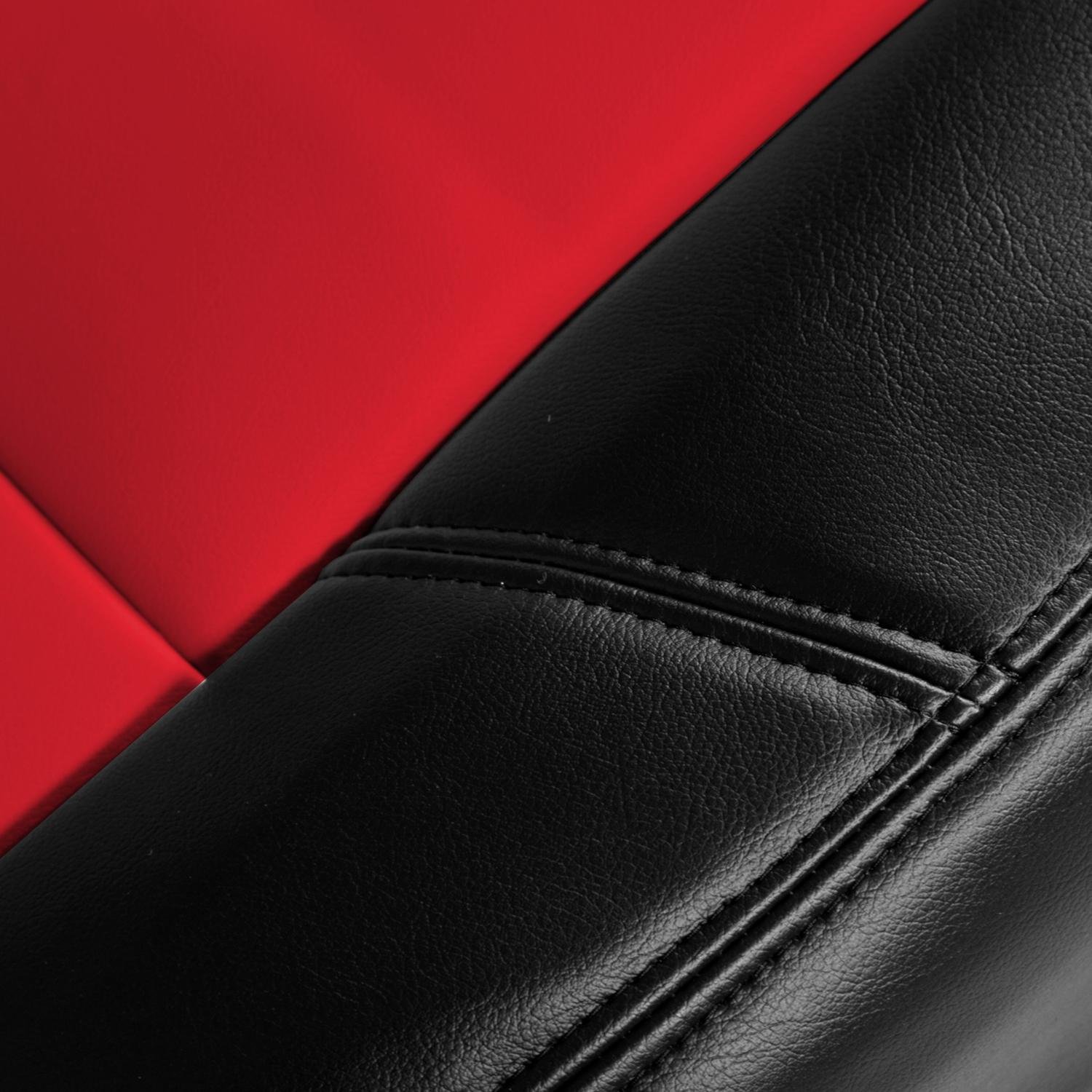 Premium Leatherette 2-Tone Seat Cover (Red/Black) for Toyota Tundra - Custom Fit 50/50 Bucket Seat Cover by Coverking | Durable Protection & Style Upgrade for Truck Interior | Perfect for Daily Commute, Road Trips & Off-Road Adventures