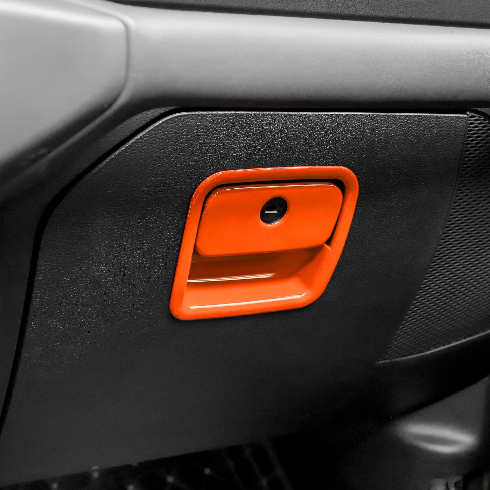 Jeep Wrangler JL & Gladiator JT Glove Box Latch Handle Cover (2018-2023) | Orange Interior Accessories | Durable ABS Plastic Trim | Easy Installation | Perfect for Off-Roading & Daily Commuting