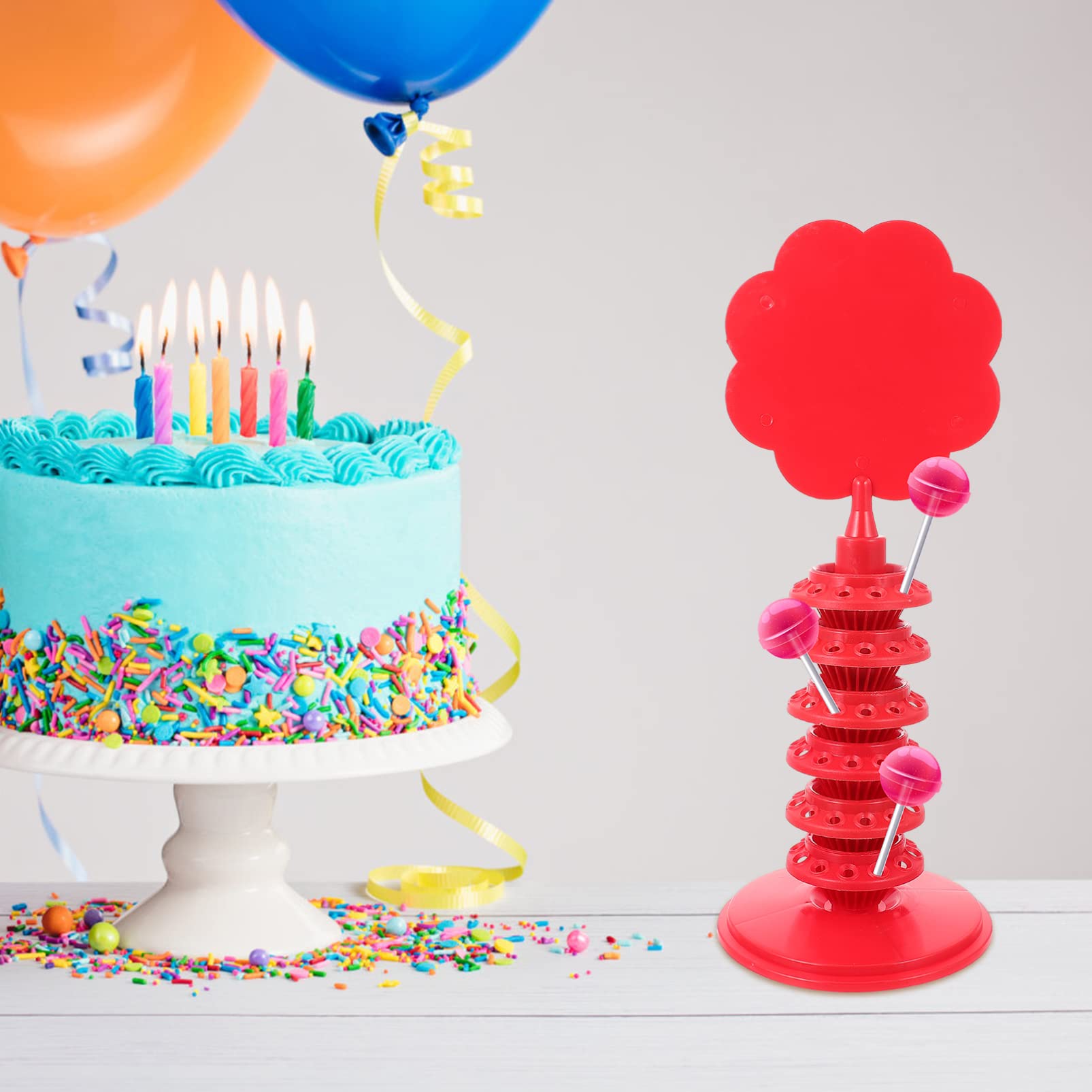 Tofficu Red Lollipop Candy Display Stand - 6 Tier Dessert Tower for Bakery, Candy Store, Party Decor & Sweet Table Display