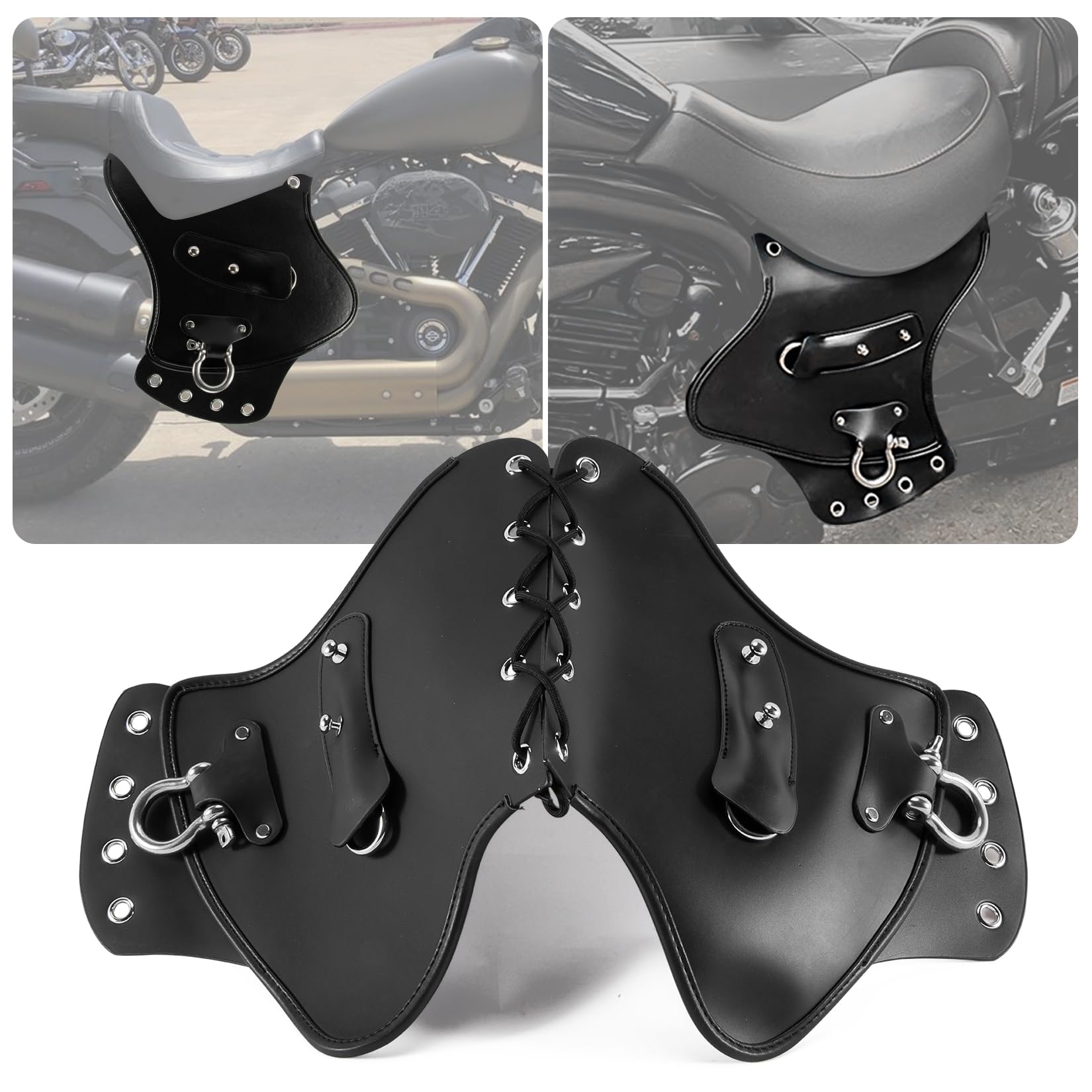 PSLER Universal Leather Motorcycle Heat Shield Deflector for Harley Touring & Sportster - Side Saddle Heat Protection for Long Rides & Hot Weather Cruising