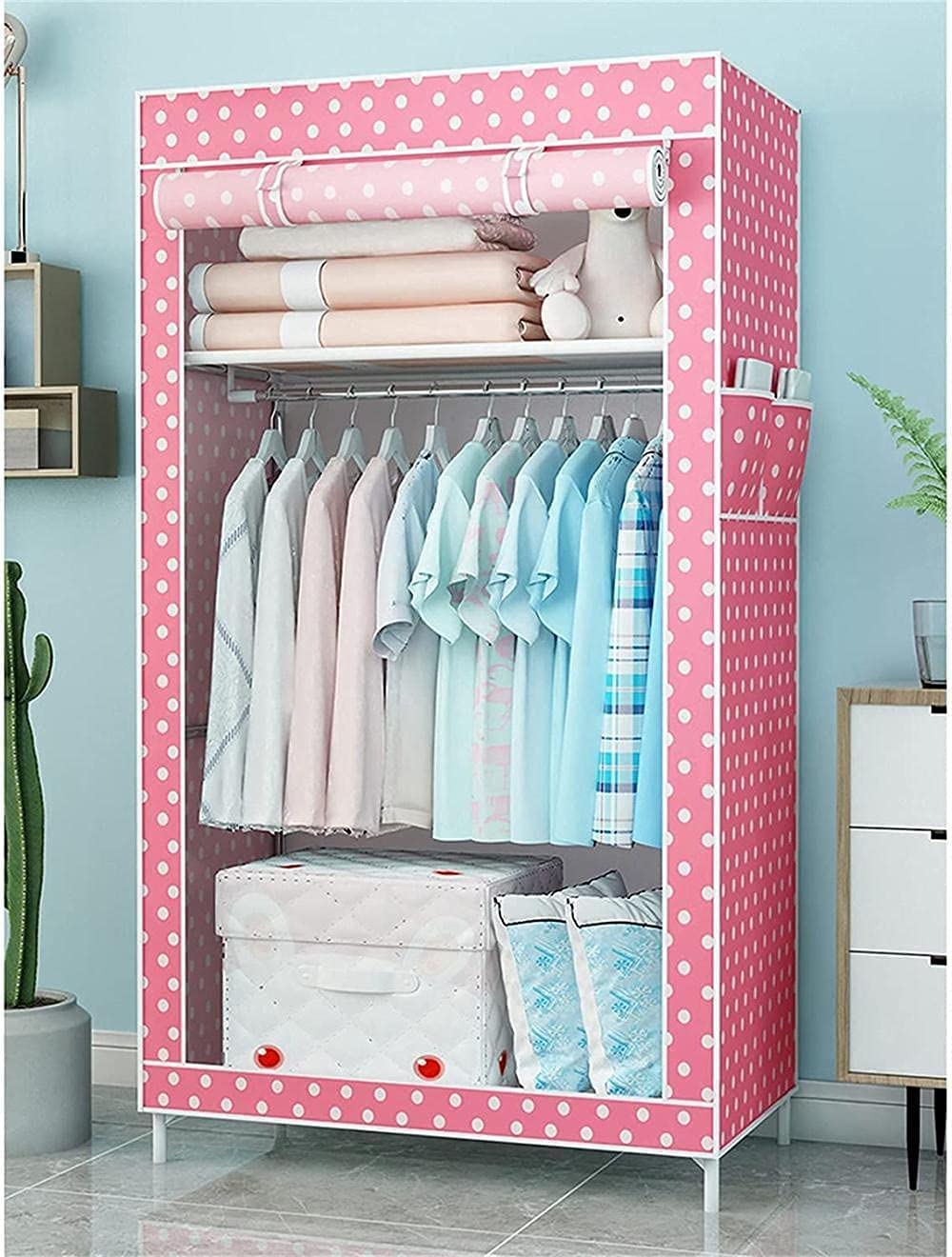 Portable Fabric Wardrobe Closet - Foldable Storage Organizer with Shelves for Bedroom, Closet & Travel (155x43x70cm) | Space-Saving Clothes Storage Solution for Small Apartments & Dorm Rooms