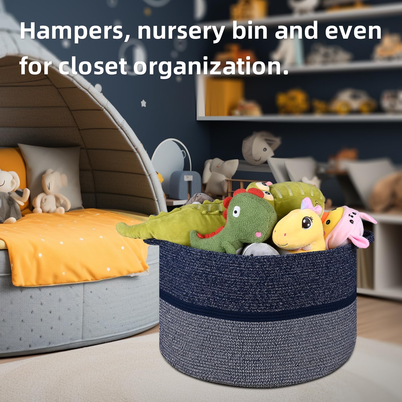Handmade Large Cotton Rope Storage Basket - 86L Woven Laundry Hamper for Blankets, Clothes & Toys | Perfect for Bedroom, Nursery & Laundry Room Organization