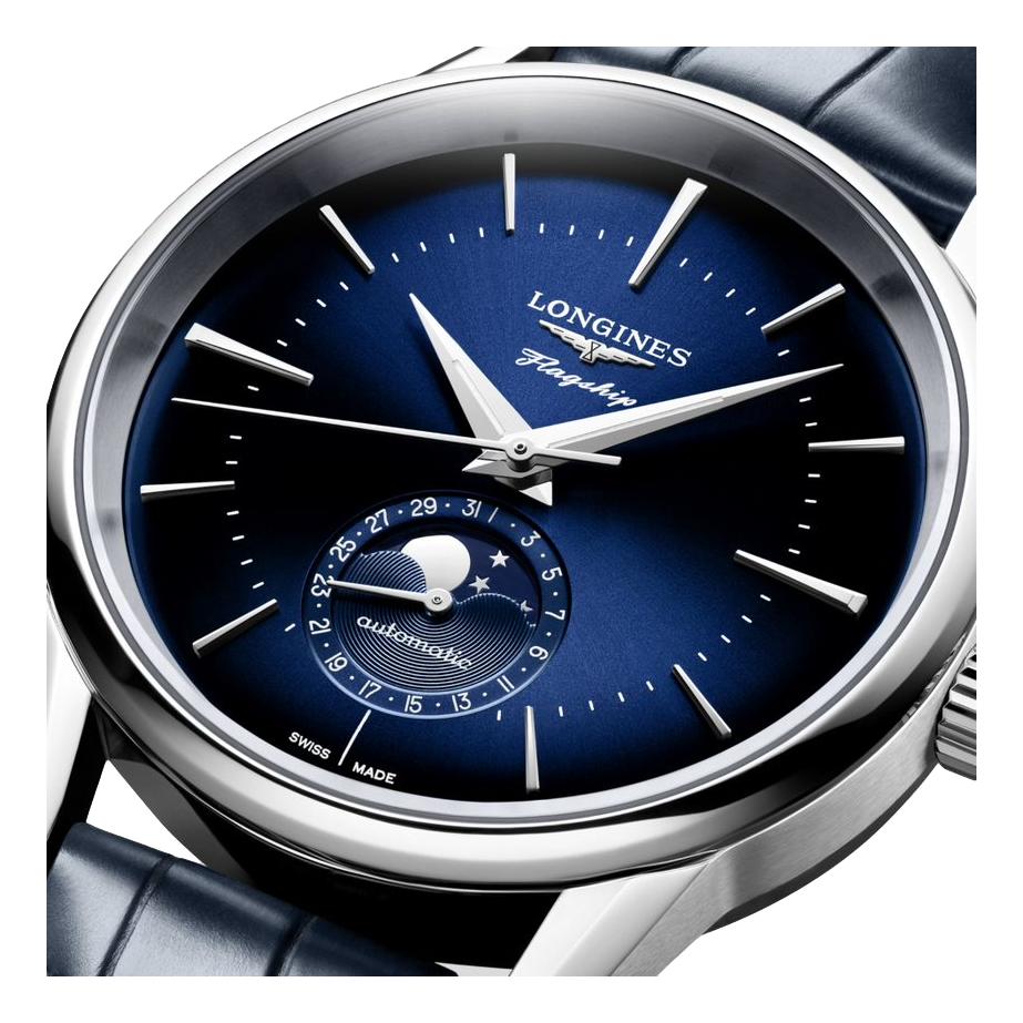 Luxury Flagship Heritage Moonphase Watch with Sunray Blue Dial - Perfect for Formal Events & Business Occasions