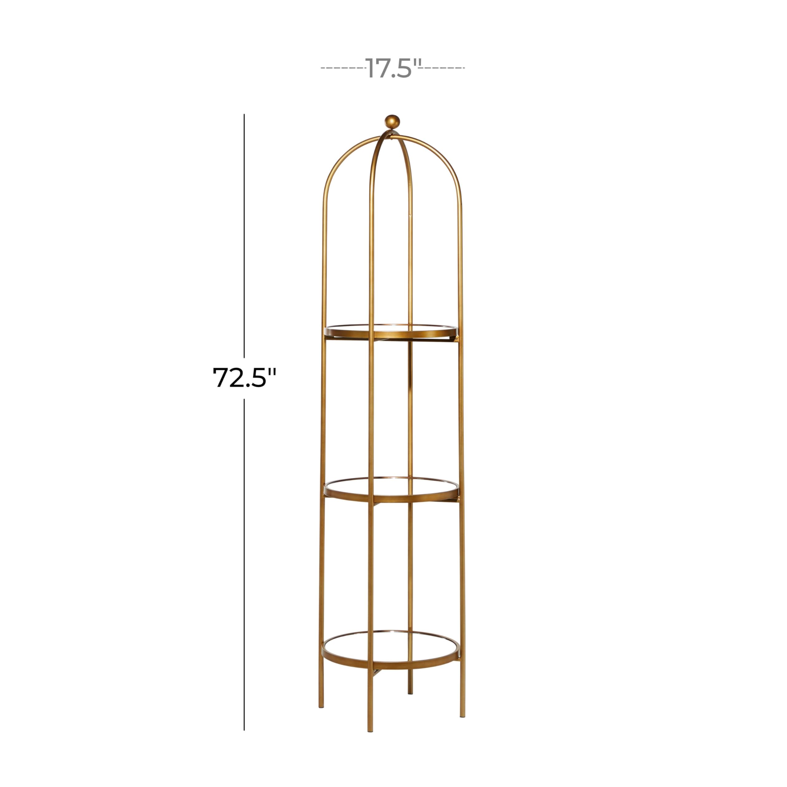 Deco 79 3-Tier Gold Metal Storage Shelf with Mirror - 18