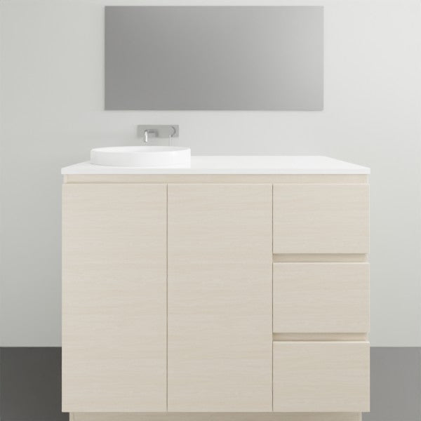 ADP Glacier Lite Ensuite Vanity Set with Solid Surface Top - 3-Piece Door and Drawer Bathroom Vanity for Modern Homes | Perfect for Small Bathrooms, Guest Suites & Apartment Remodels