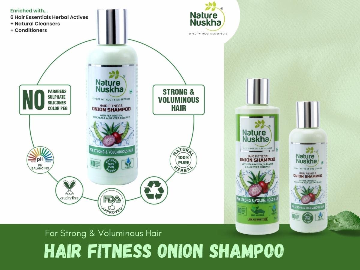 Nature Nuskha Onion Shampoo for Hair Growth with Pea Protein, Shikakai & Aloe Vera - Volumizing & Strengthening Shampoo for Men & Women (100ml) - Perfect for Daily Hair Care & Thinning Hair Solutions