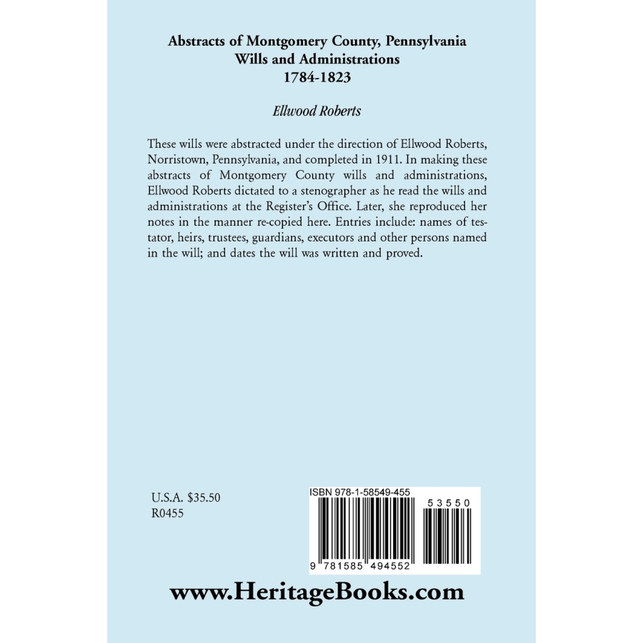 Abstracts of Montgomery County, Pennsylvania Wills 1784-1823 | Genealogy Research & Historical Documents for Ancestry Tracing