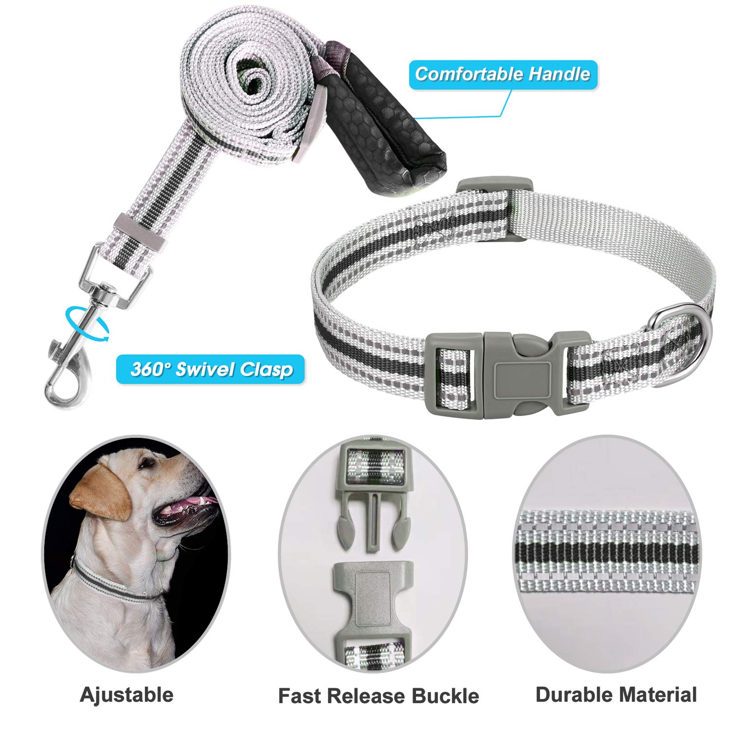JSXD Small Dog Harness & Leash Set - Adjustable Step-in Vest with 3M Reflective Strips for Small to Medium Puppies - Perfect for Walking, Training & Nighttime Safety