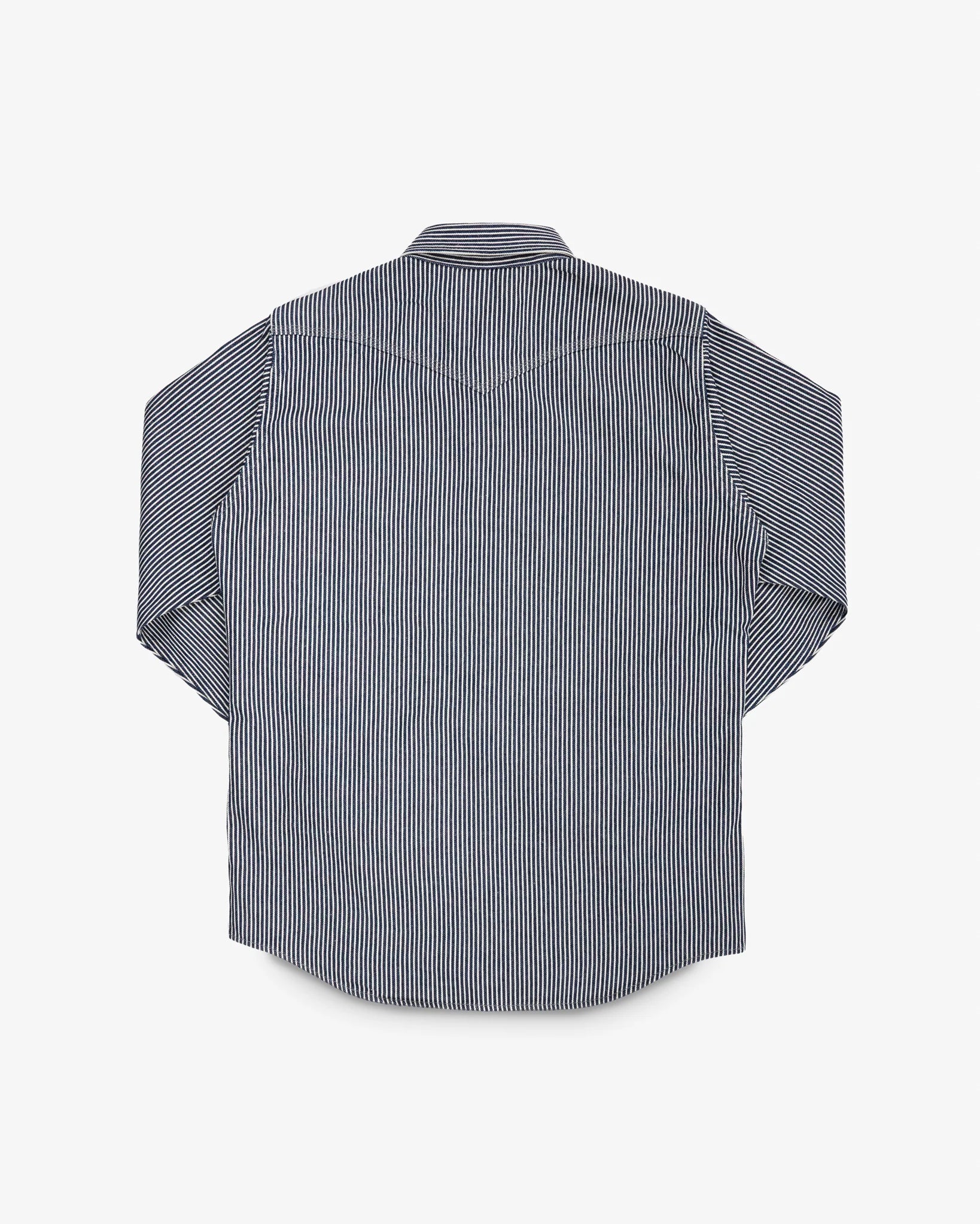 Iron Heart IHSH-07 Indigo 12oz Hickory Stripe Western Shirt - Durable Denim Workwear for Cowboy Style & Outdoor Adventures