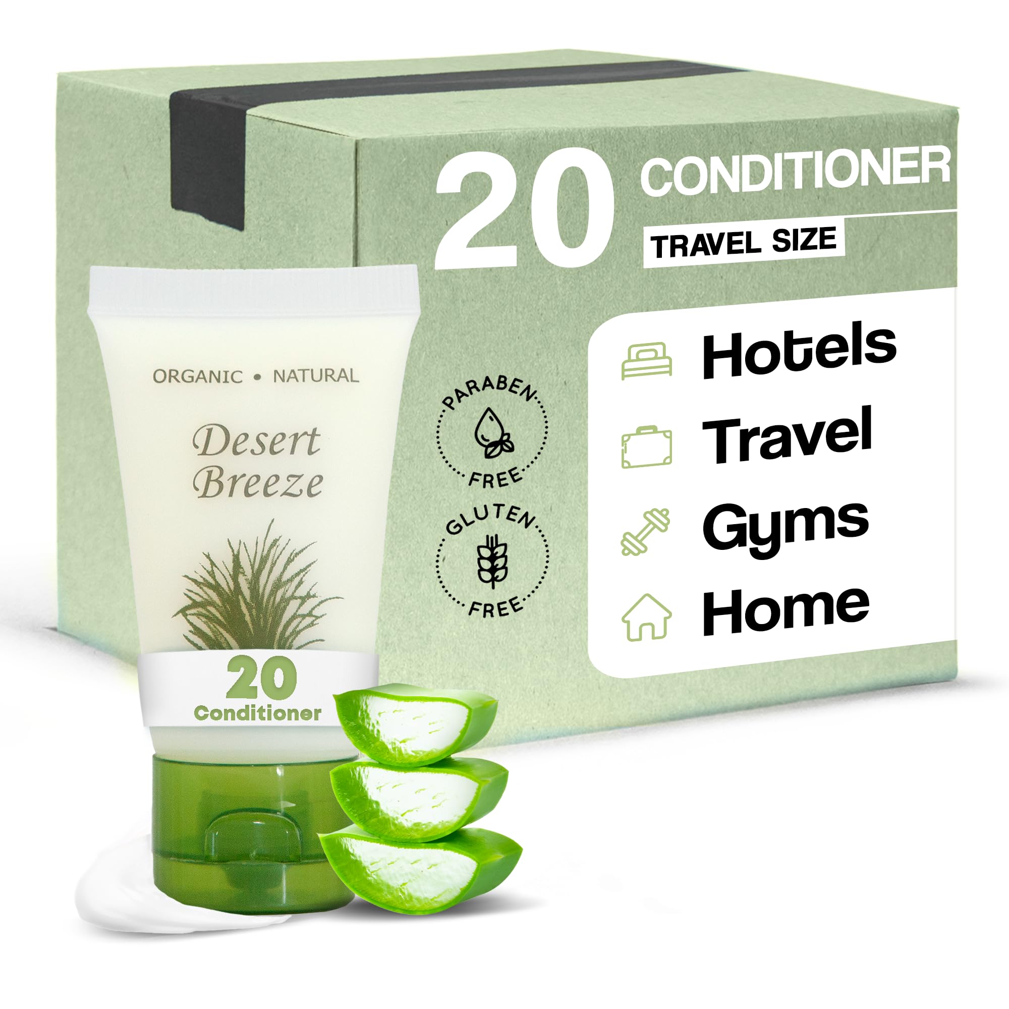 Travel Size Hair Conditioner 1 oz with Flip Cap - Bulk Pack of 20 | Hotel Toiletries, Sample Size for Travel, Gym, Vacation & On-the-Go Use