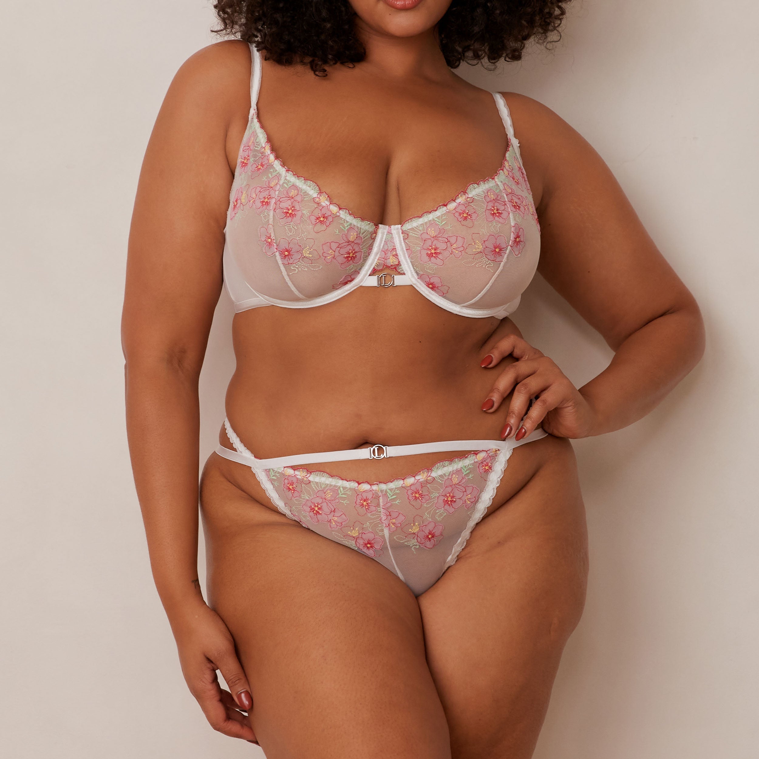 Ditsy Embroidered Balcony Bra - Lace Bralette for Women - Comfortable Underwire Push Up Bra - Perfect for Everyday Wear & Date Nights