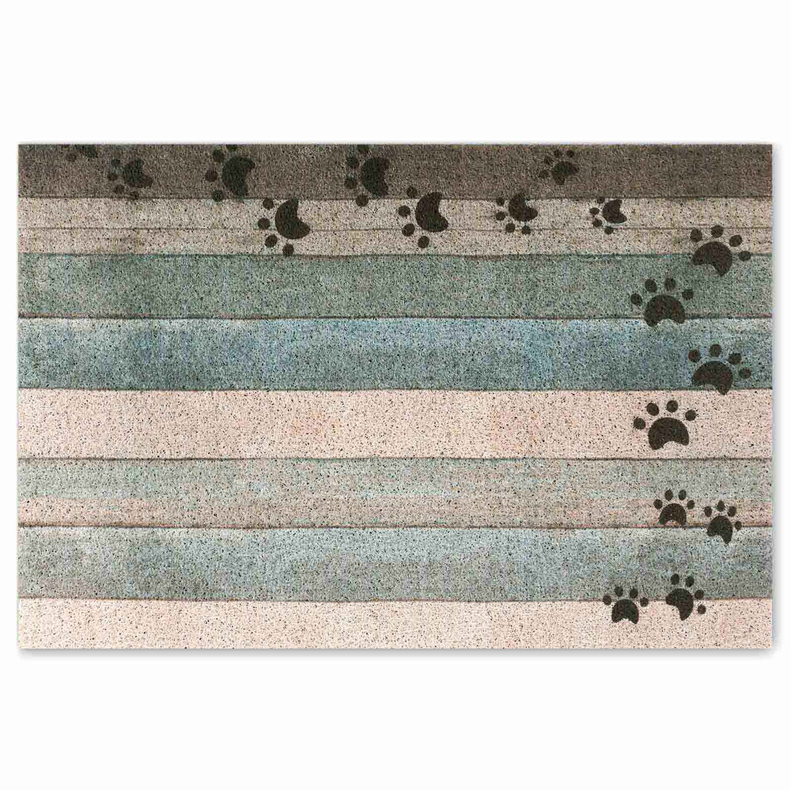 Funny Dog Paw Print Doormat - Non-Slip PVC Entrance Rug for Indoor/Outdoor Use (24x16 Inch, Water Green) | Perfect for Front Door, Bathroom, Kitchen & Bedroom Decor