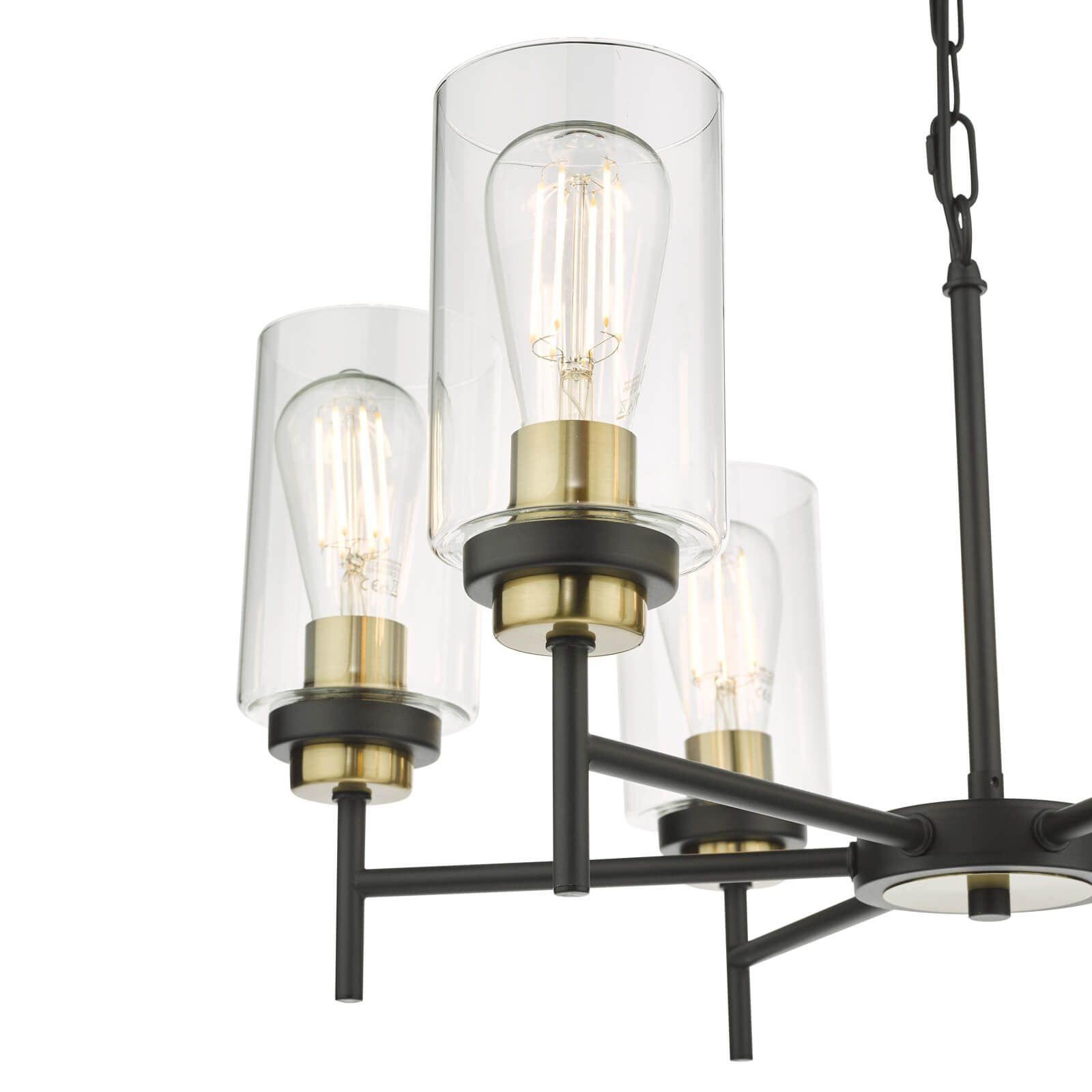 6Lt Center Ceiling Light Fixture - Satin Black Finish, IP20 Rated - Perfect for Living Room, Bedroom, or Dining Room Lighting