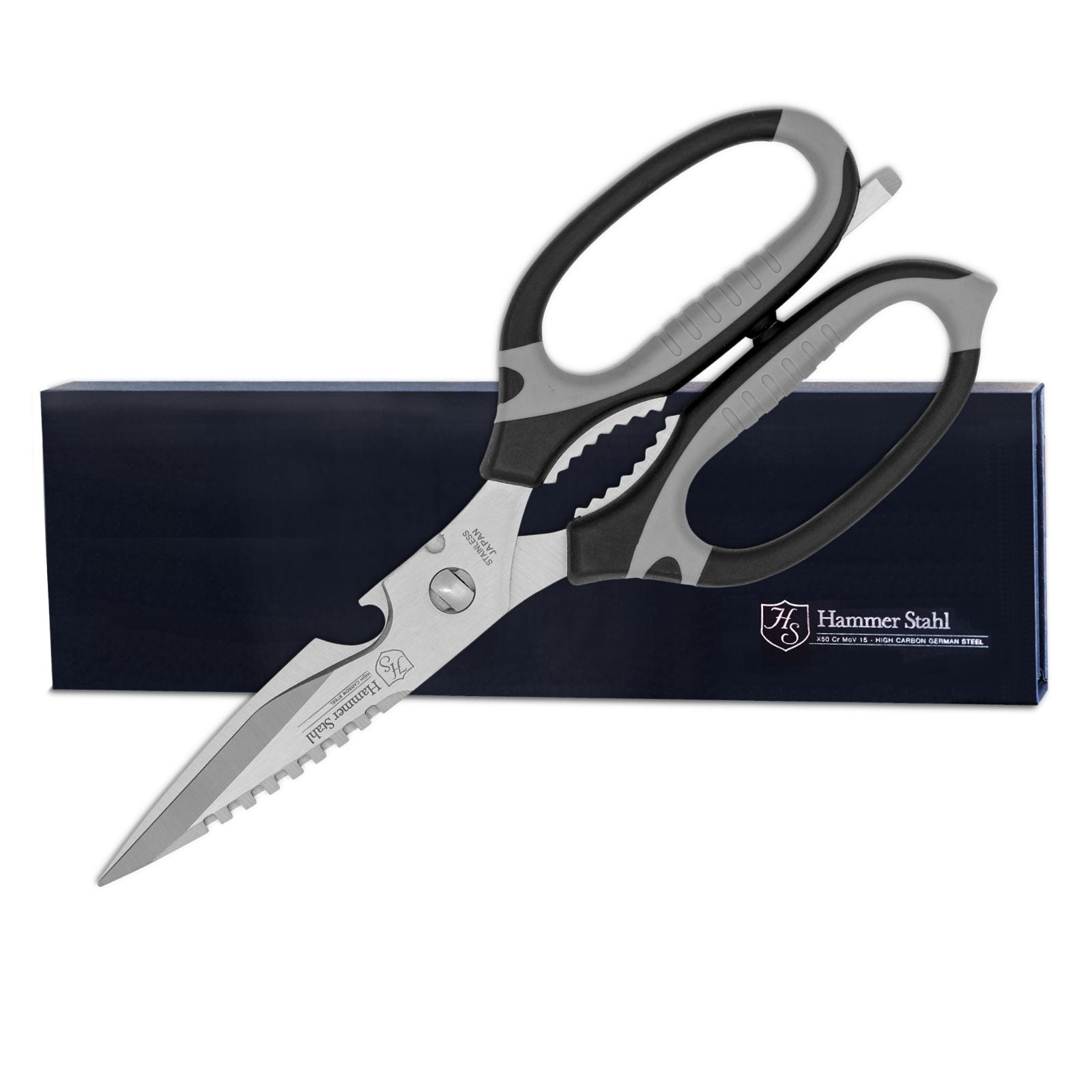 Premium Hammer Stahl Kitchen Shears - Heavy Duty Stainless Steel Scissors for Cutting Meat, Poultry, Herbs & Vegetables - Perfect for Cooking, Food Prep & Butchering - Dishwasher Safe & Ergonomic Design