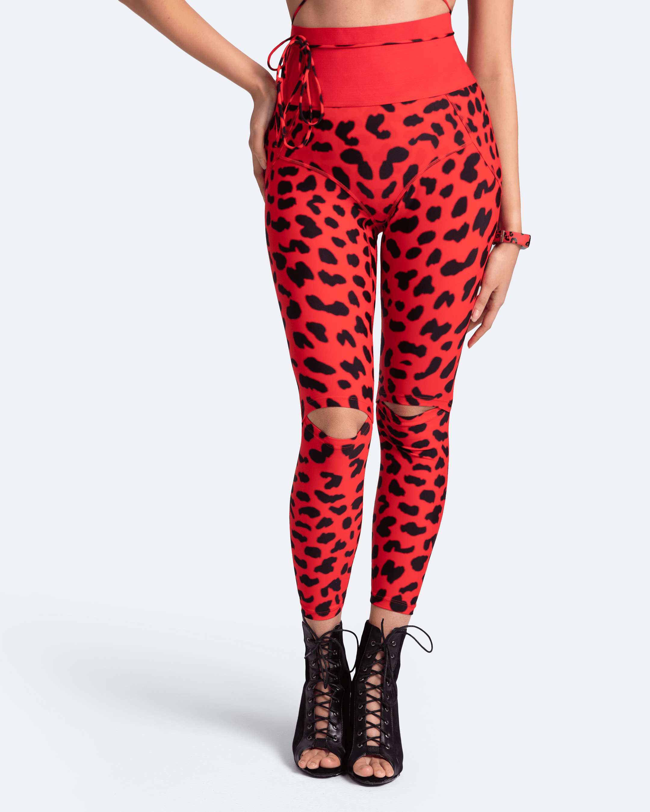 High Rise Knee Slit Leggings for Women - Stretchy Yoga Pants with Side Slits for Workout & Lounge Wear - Perfect for Yoga, Running, Gym & Casual Outfits