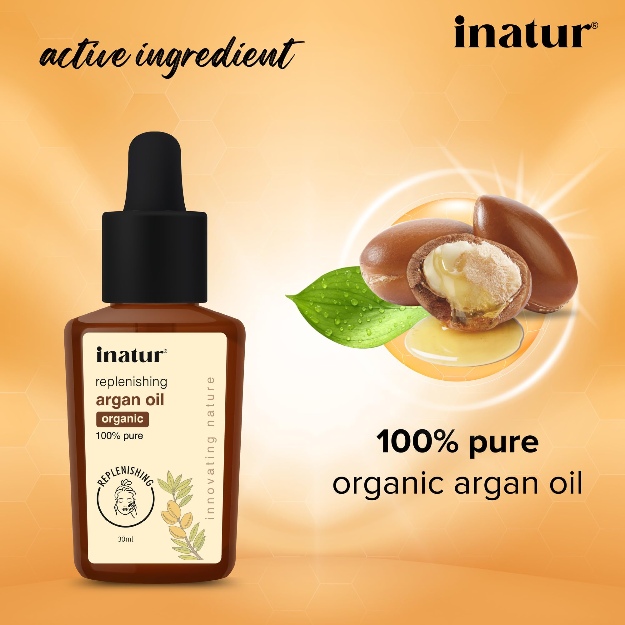 Organic Cold Pressed Argan Oil for Hair & Skin - 100% Pure Natural Moisturizer with Vitamin E | Hydrates, Nourishes & Repairs Dry Hair & Face | 30ml Bottle | Perfect for Daily Hair Care, Facial Treatment & Massage Therapy