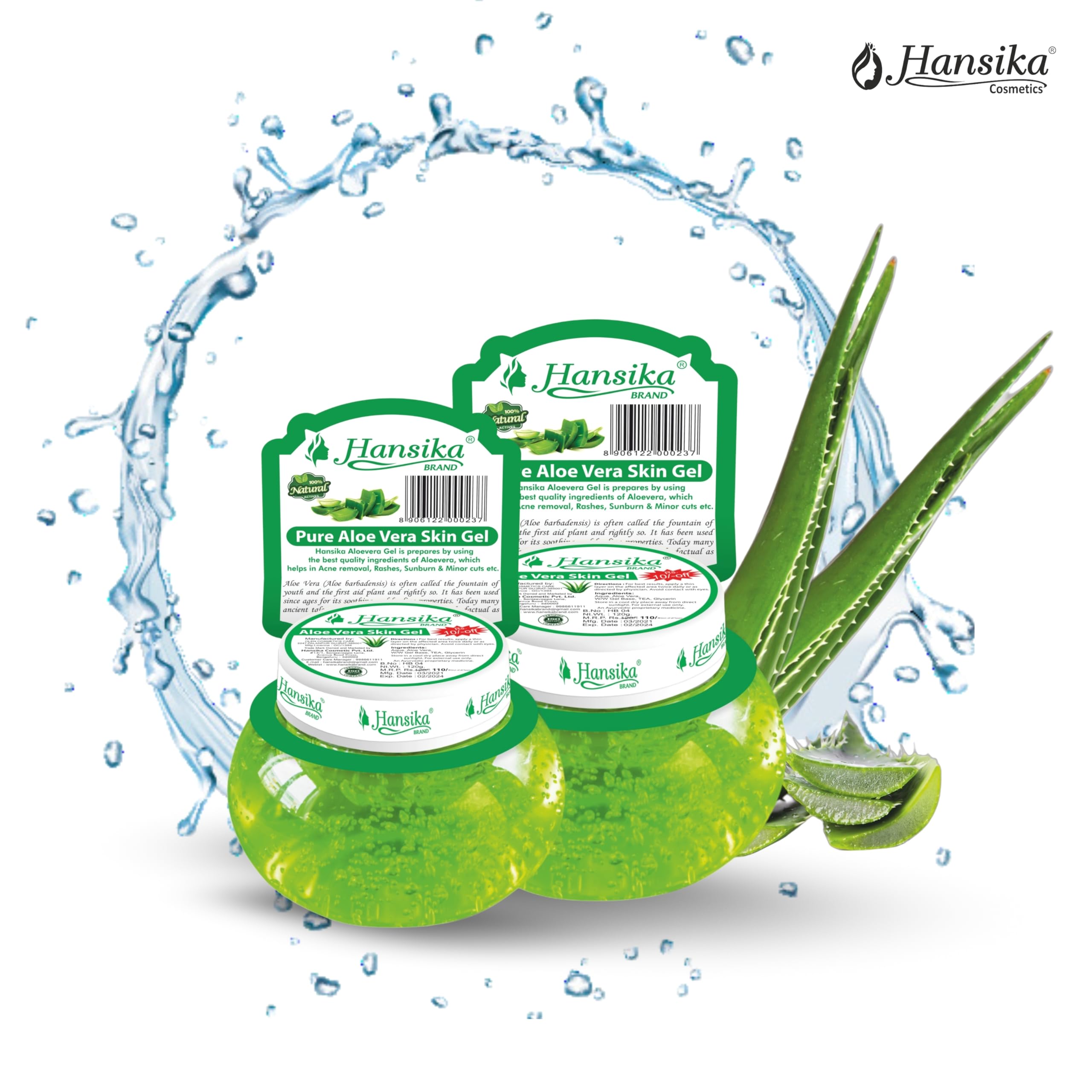 **Hansika Pure Aloe Vera Gel – 120g | Natural Moisturizer for Face, Skin, Hair & Body | Soothes Sunburn, Hydrates Dry Skin, Promotes Hair Growth**